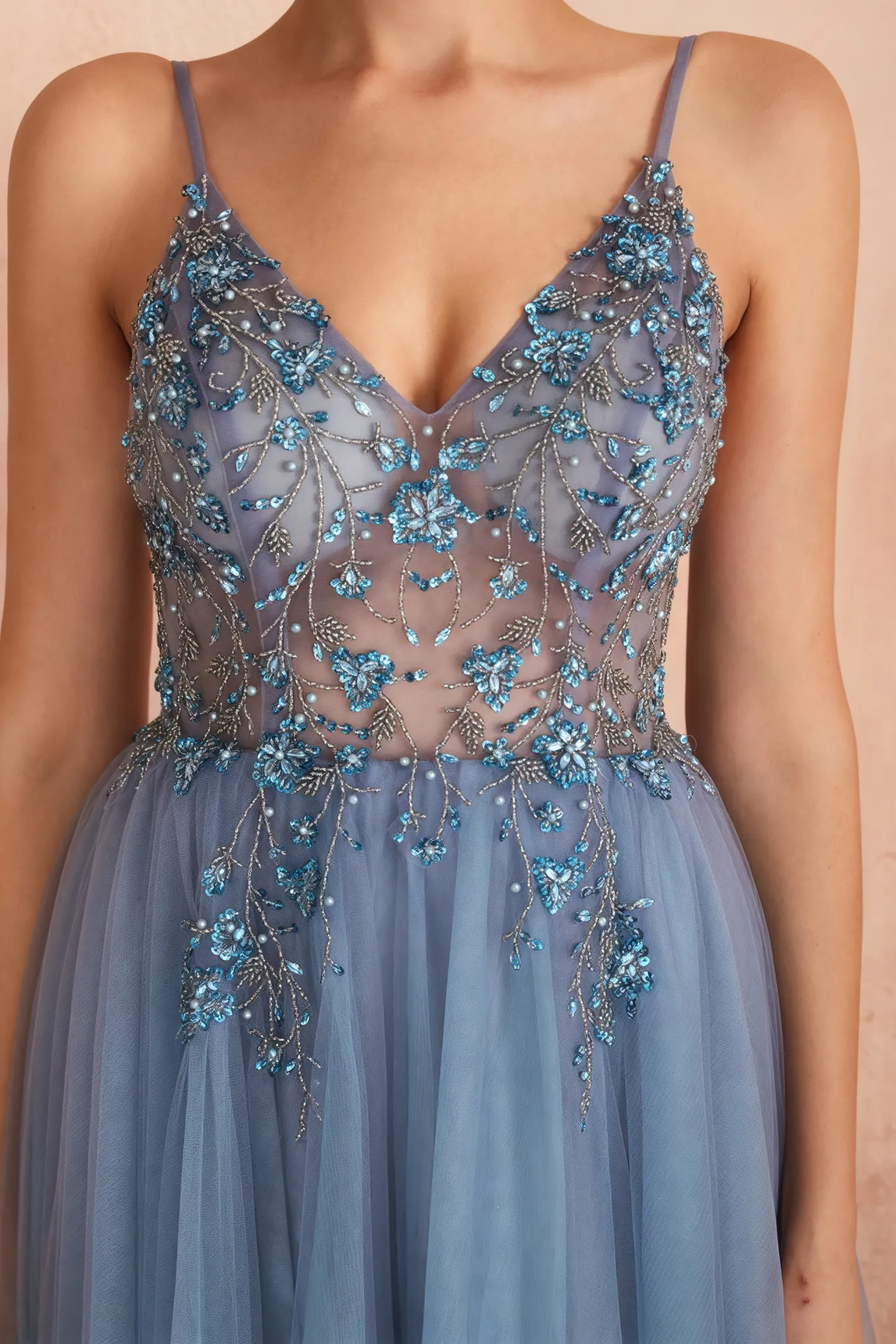 Luz Mesh and Diamond Maxi Dress