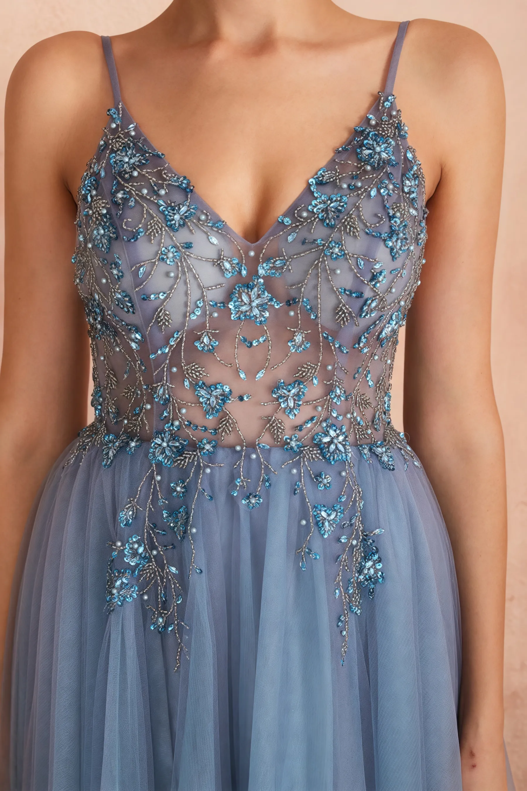 Luz Mesh and Diamond Maxi Dress