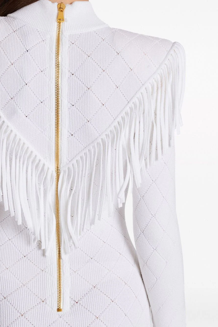 Valencia Knit Tassel Metal Bottom Mini Dress