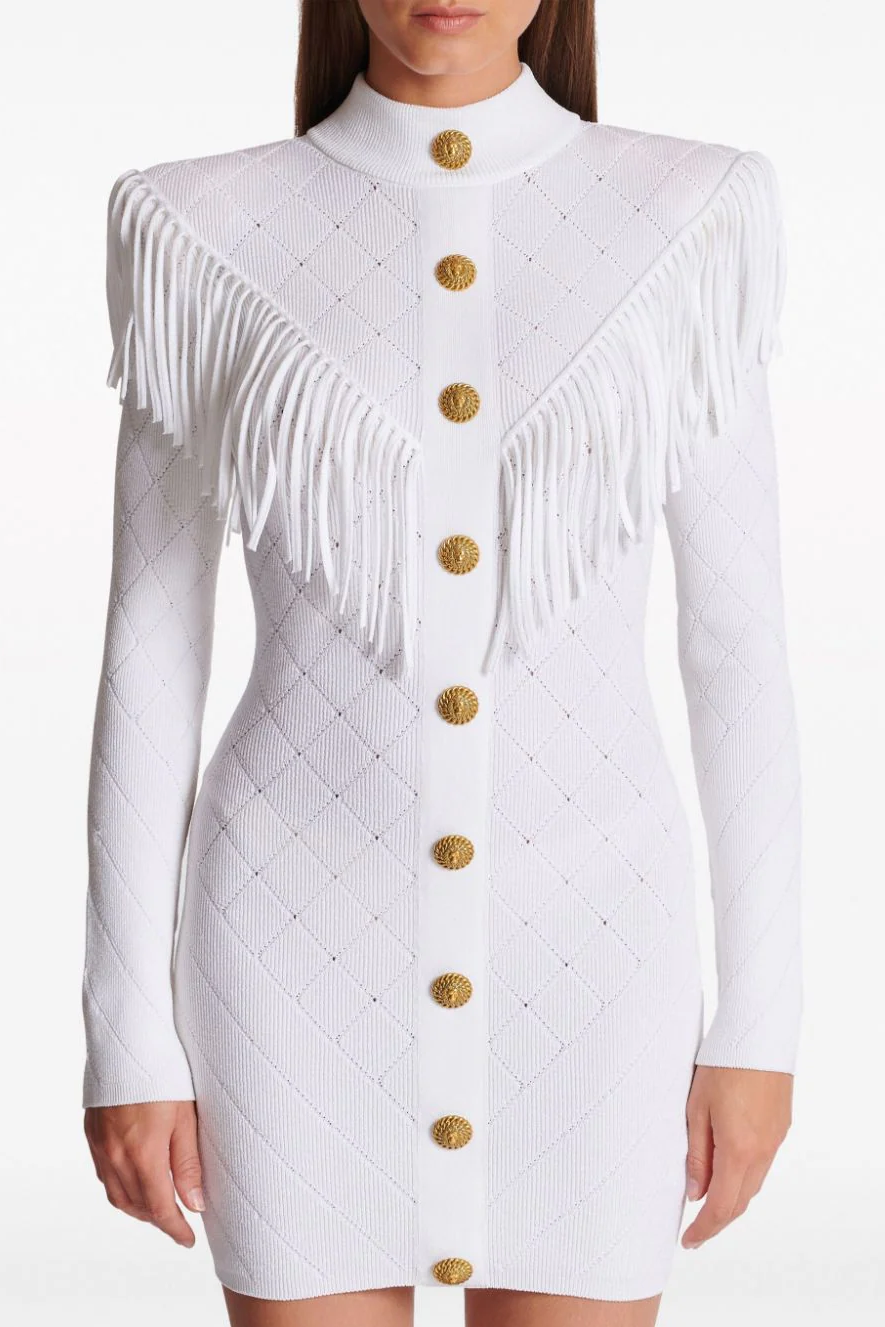 Valencia Knit Tassel Metal Bottom Mini Dress