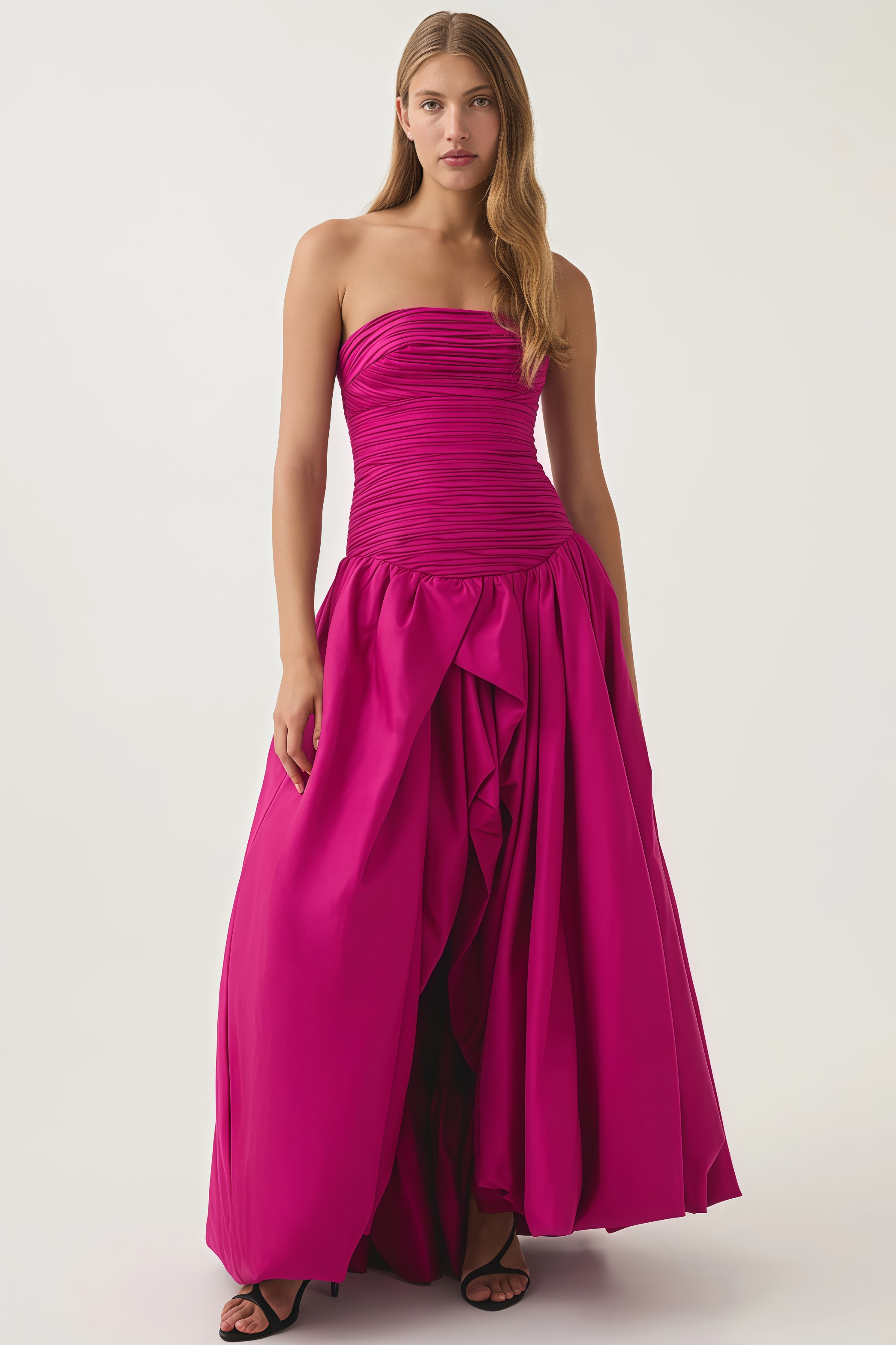 Fallon Bubble Trim Split Maxi Dress