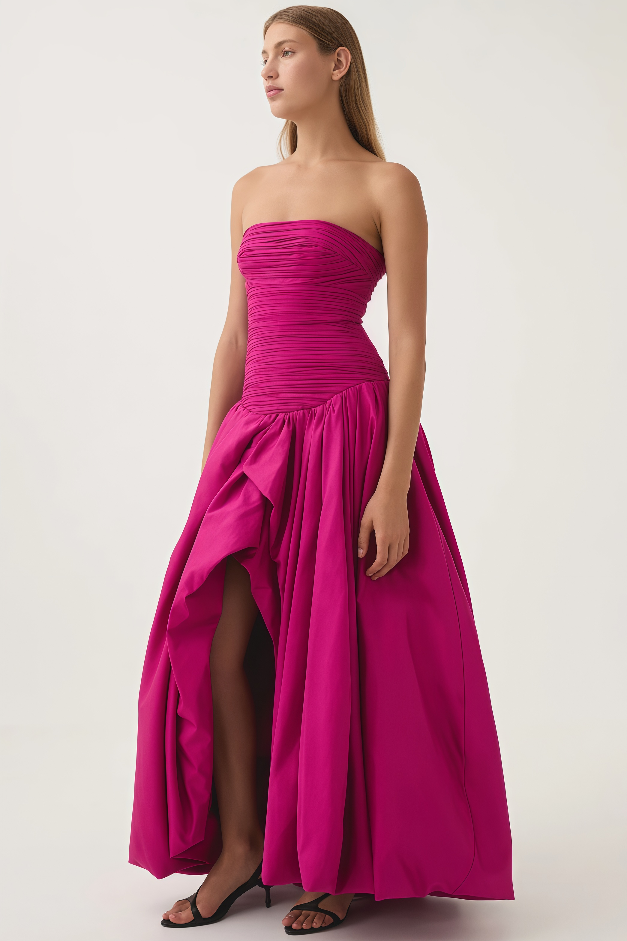 Fallon Bubble Trim Split Maxi Dress