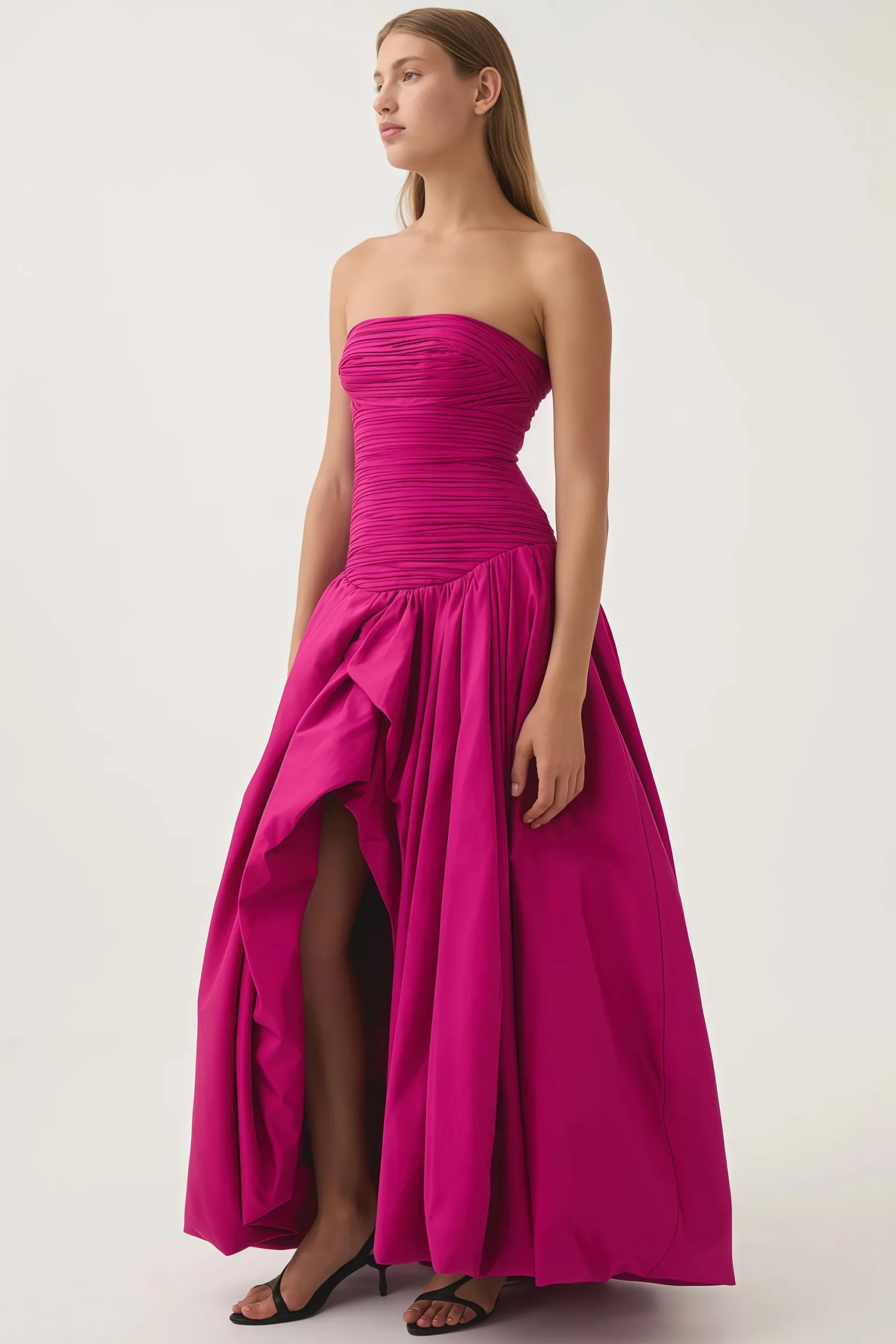 Fallon Bubble Trim Split Maxi Dress