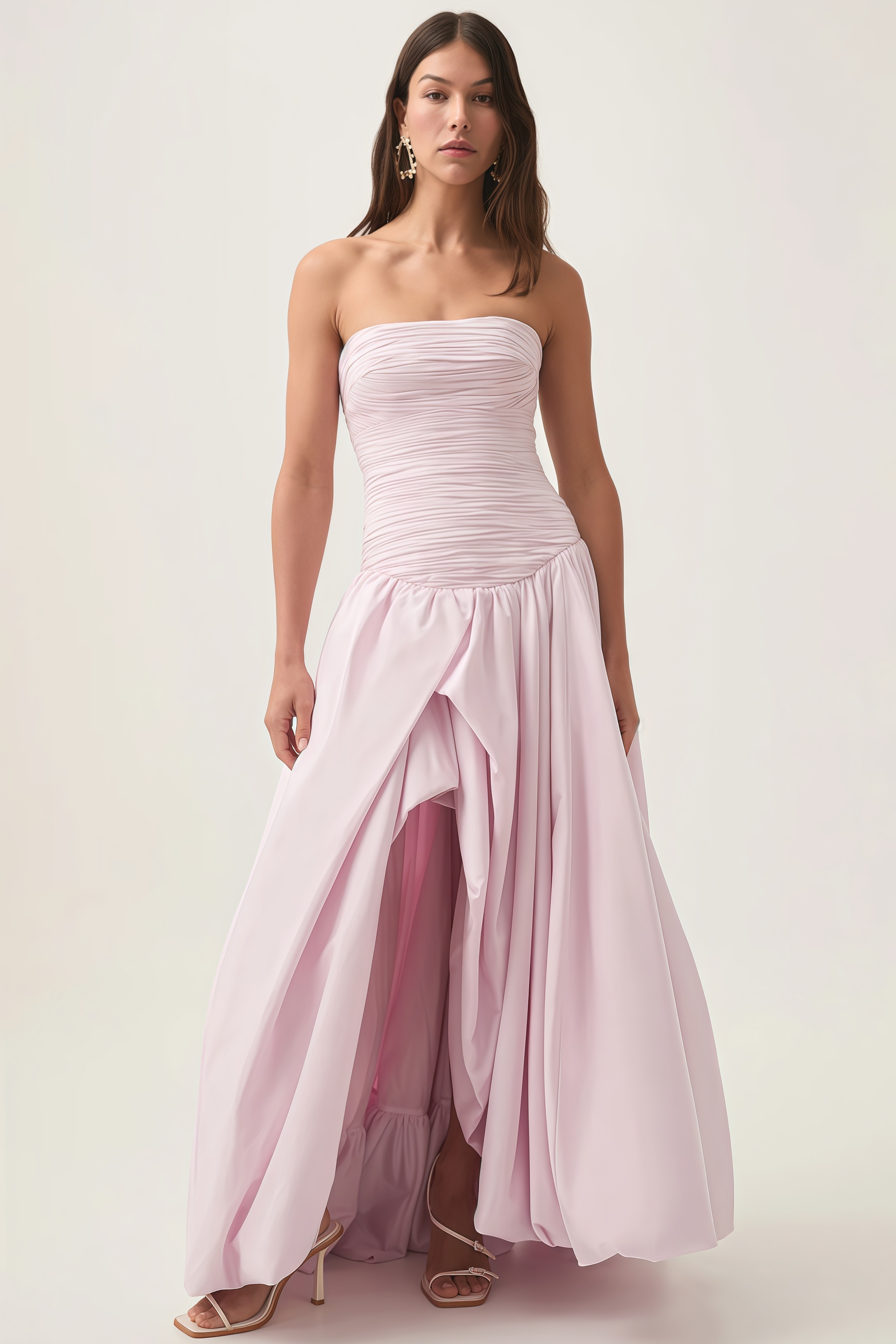 Greer Pink Bubble Trim Maxi Dress
