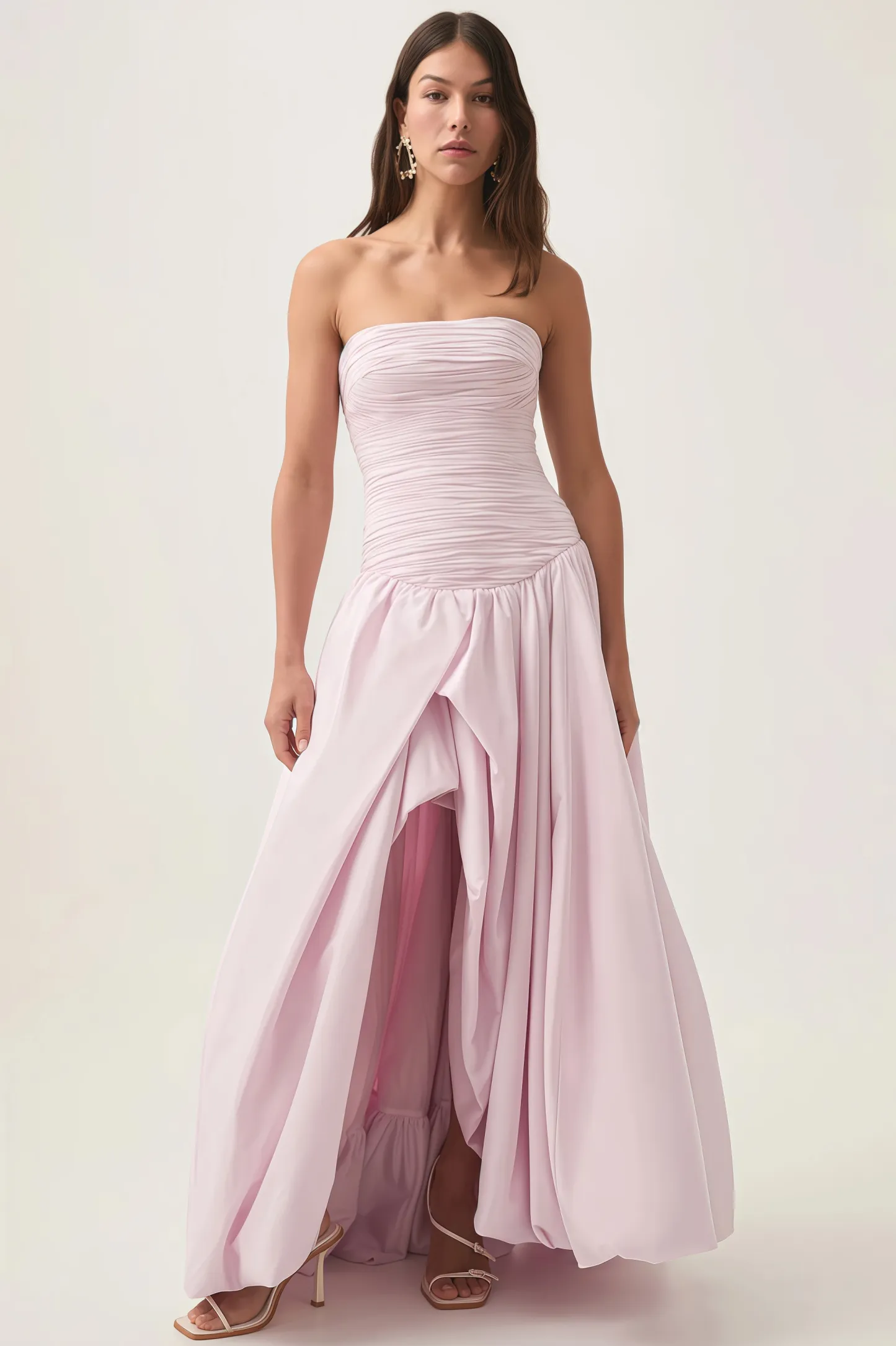 Greer Pink Bubble Trim Maxi Dress