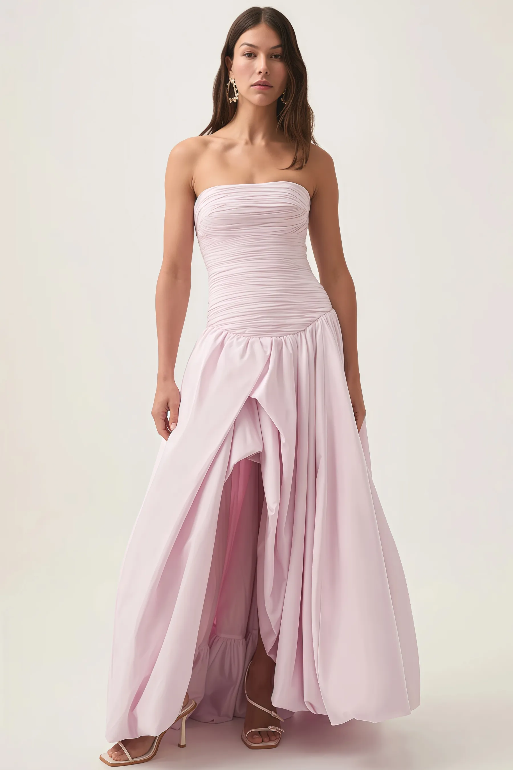 Greer Pink Bubble Trim Maxi Dress