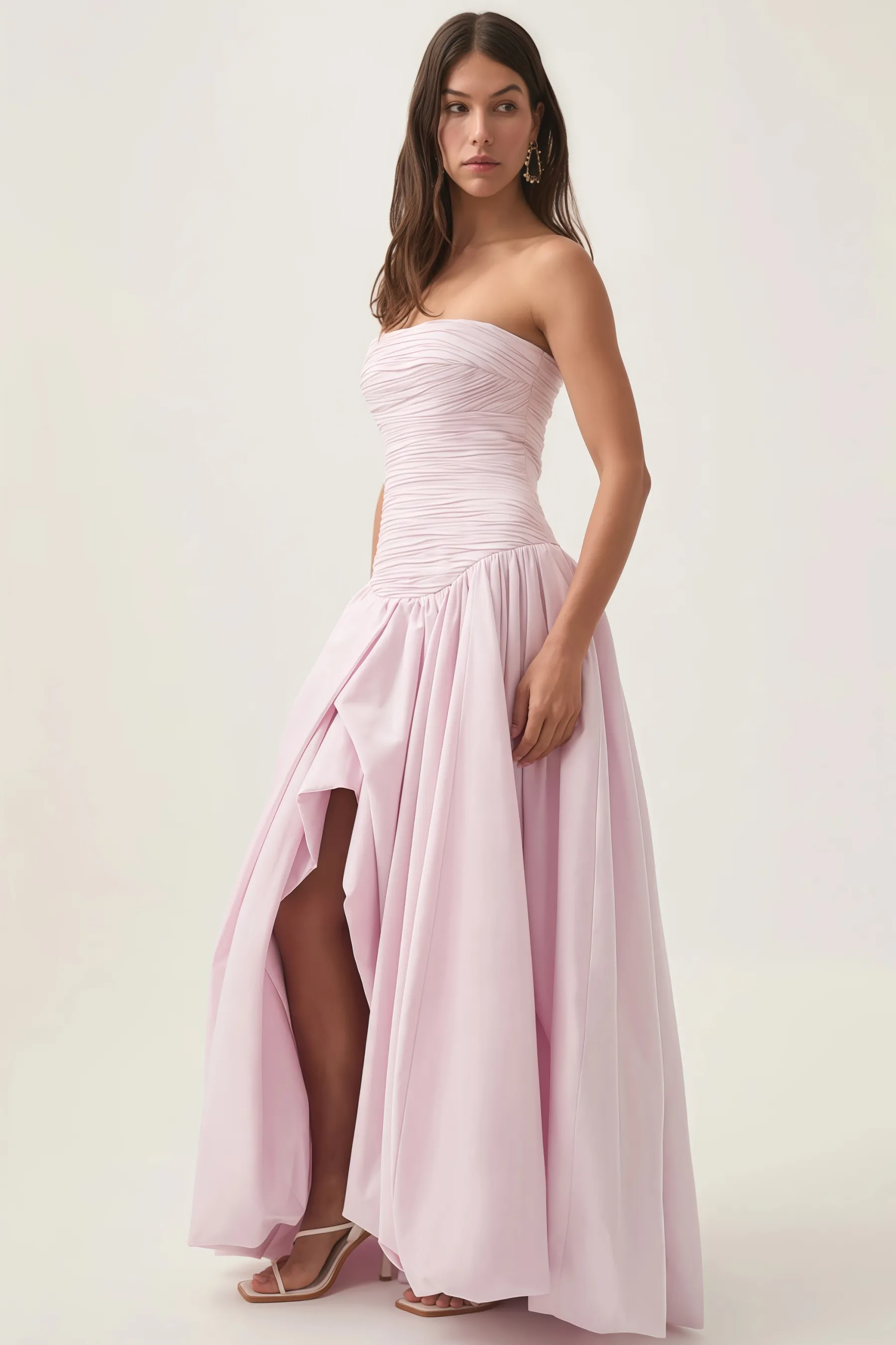 Greer Pink Bubble Trim Maxi Dress