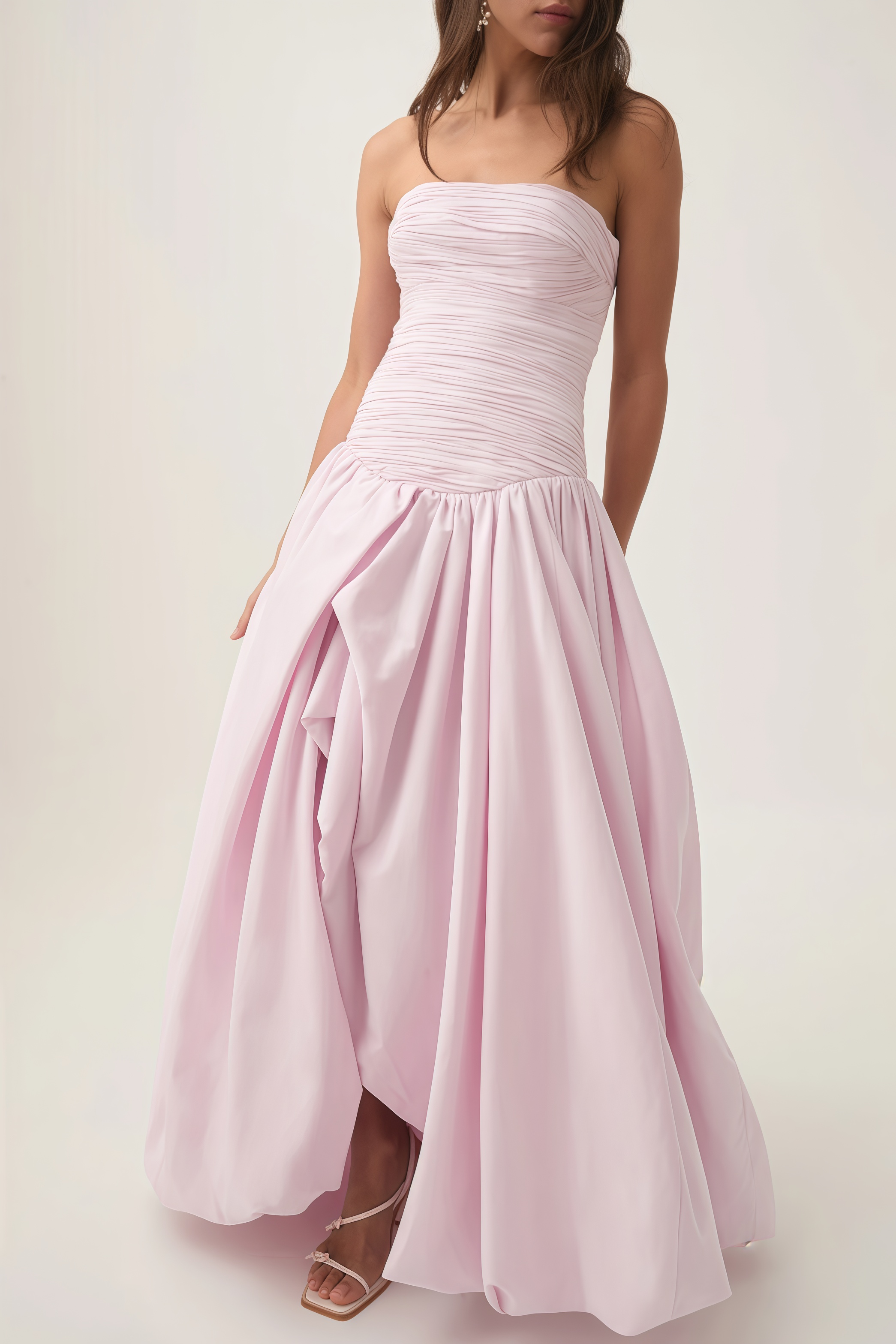 Greer Pink Bubble Trim Maxi Dress