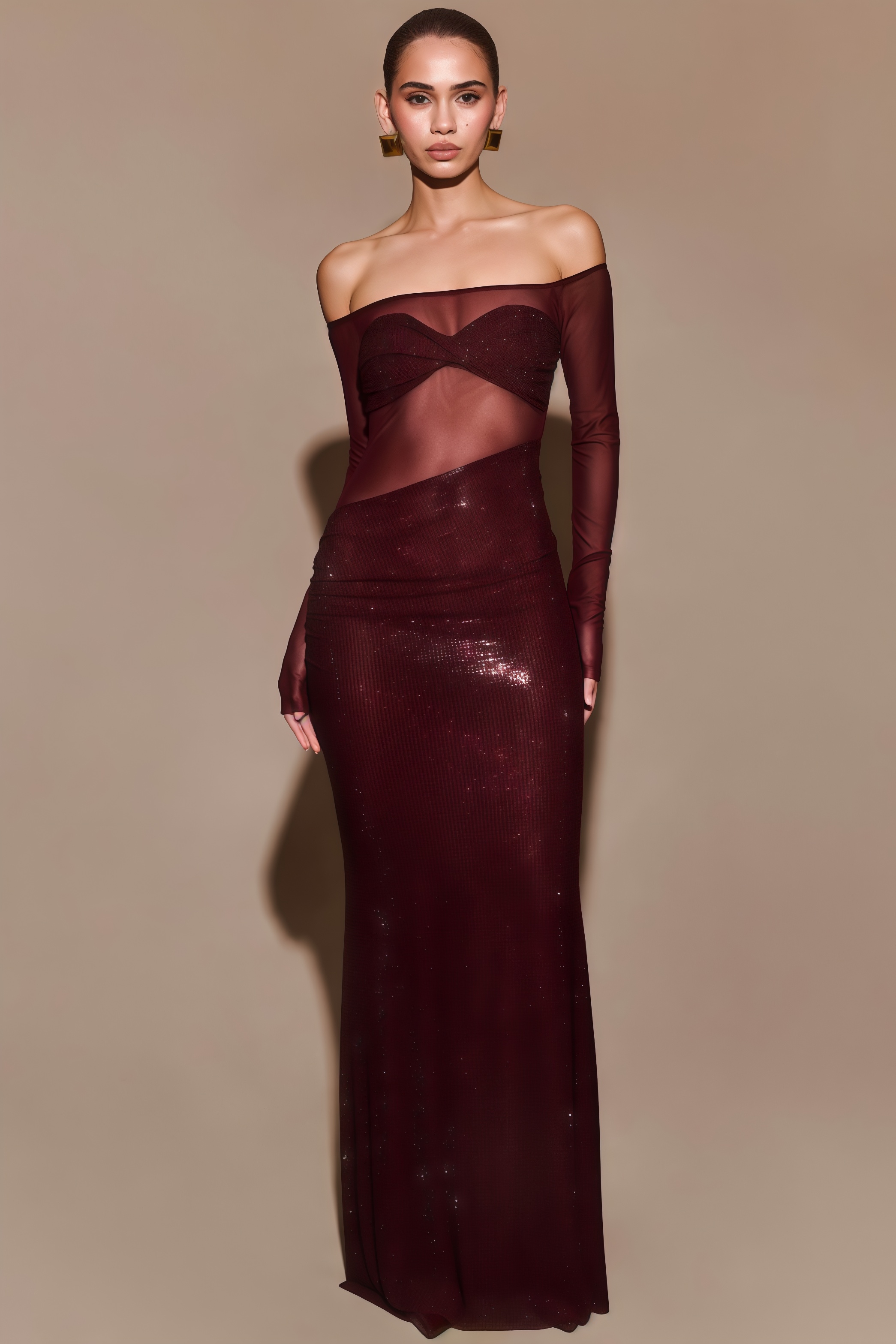 Kairo Diamante Off Shoulder Maxi Dress