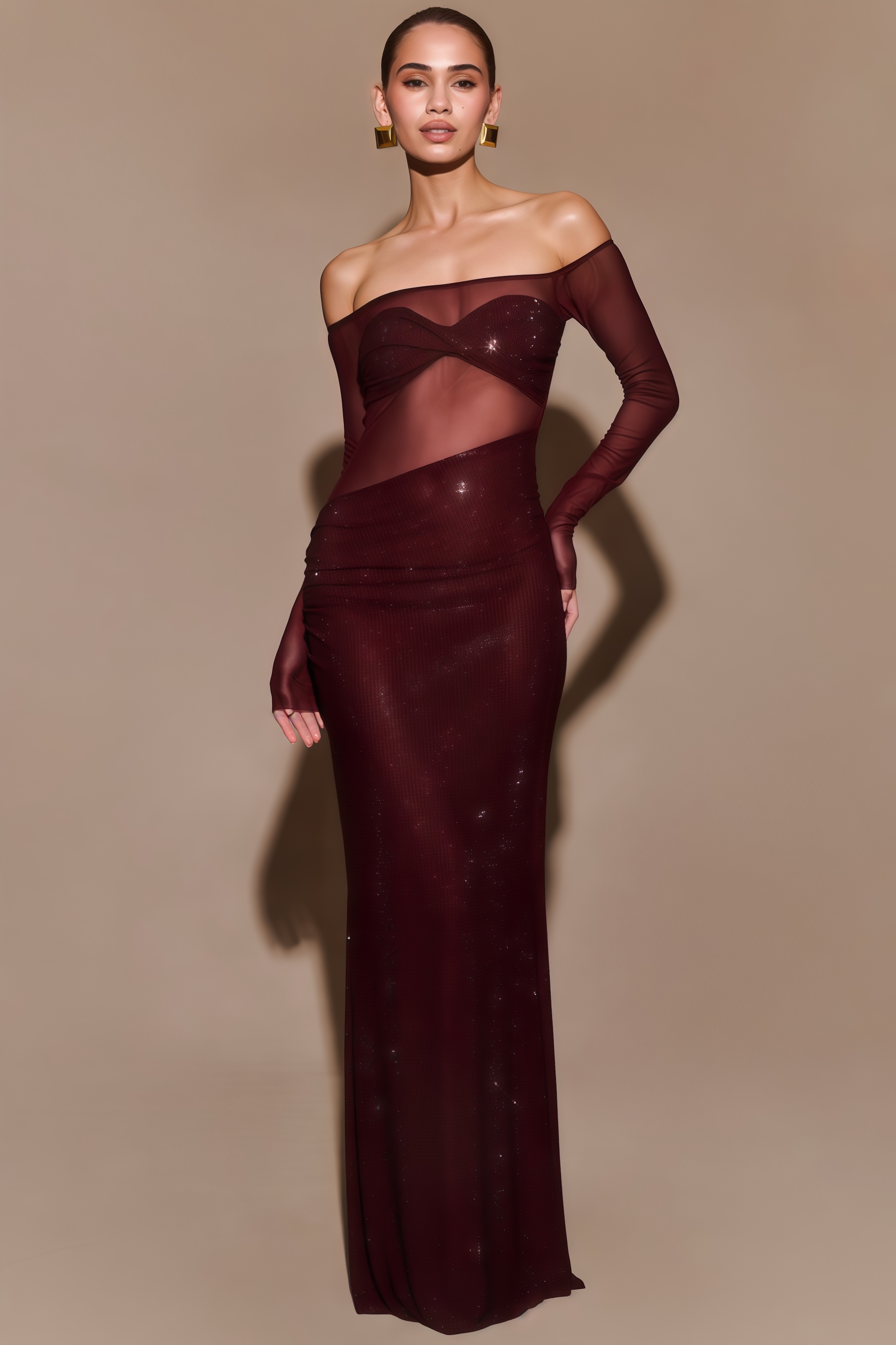 Kairo Diamante Off Shoulder Maxi Dress