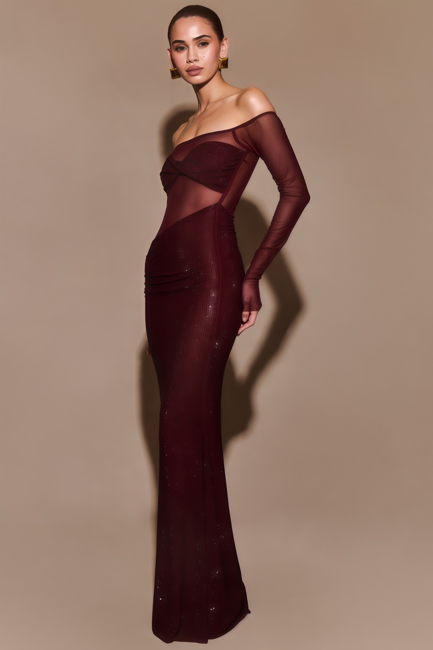 Kairo Diamante Off Shoulder Maxi Dress