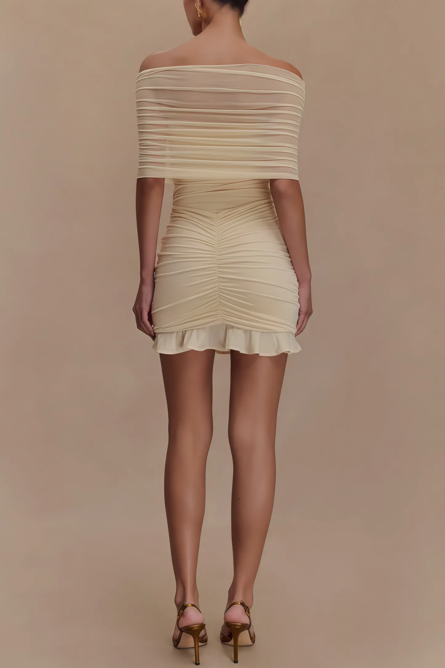 Briadk Slinky Mesh Off Shoulder Mini Dress