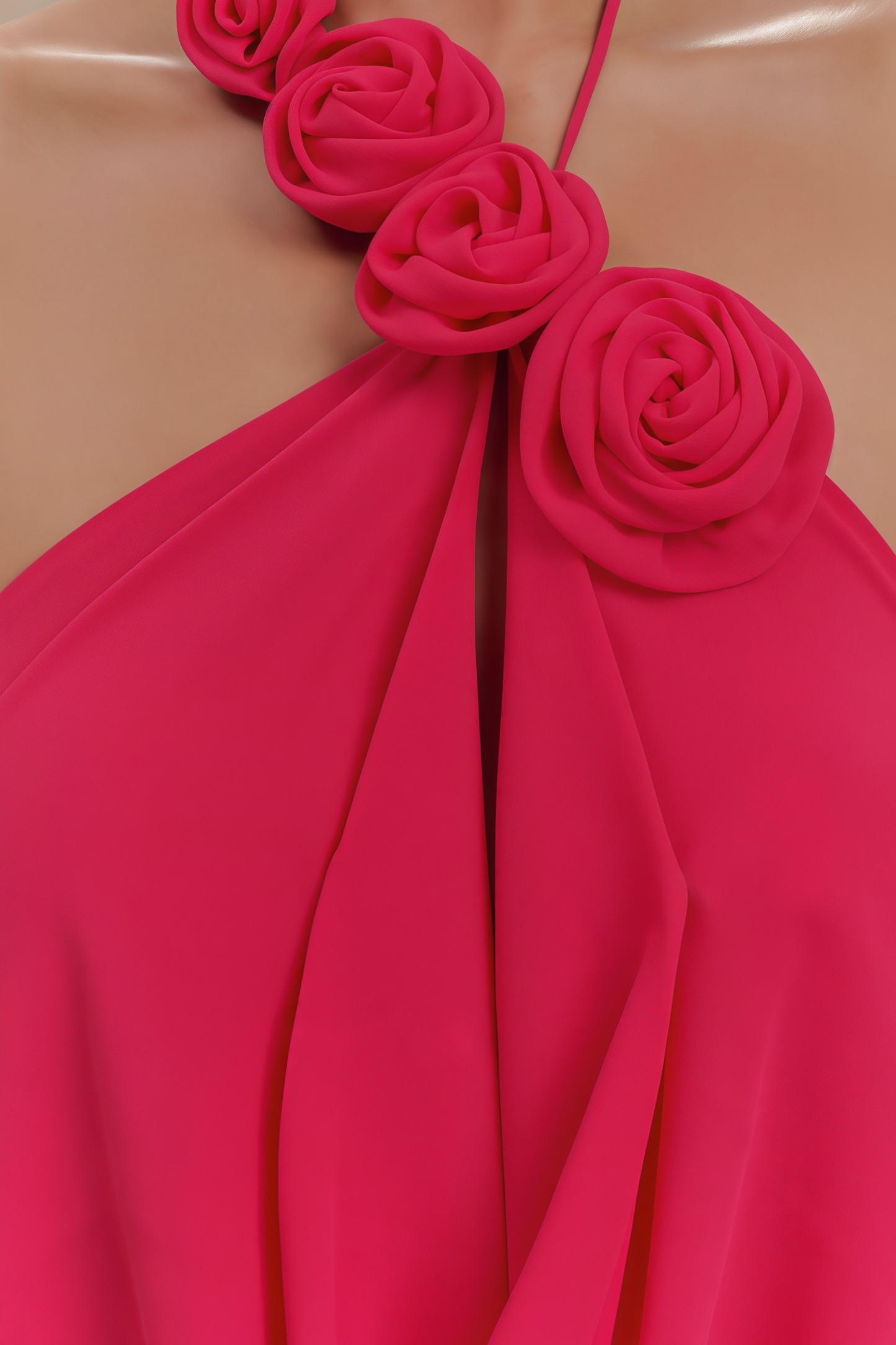 Penel Cowl Neck 3D Flower Maxi Dress