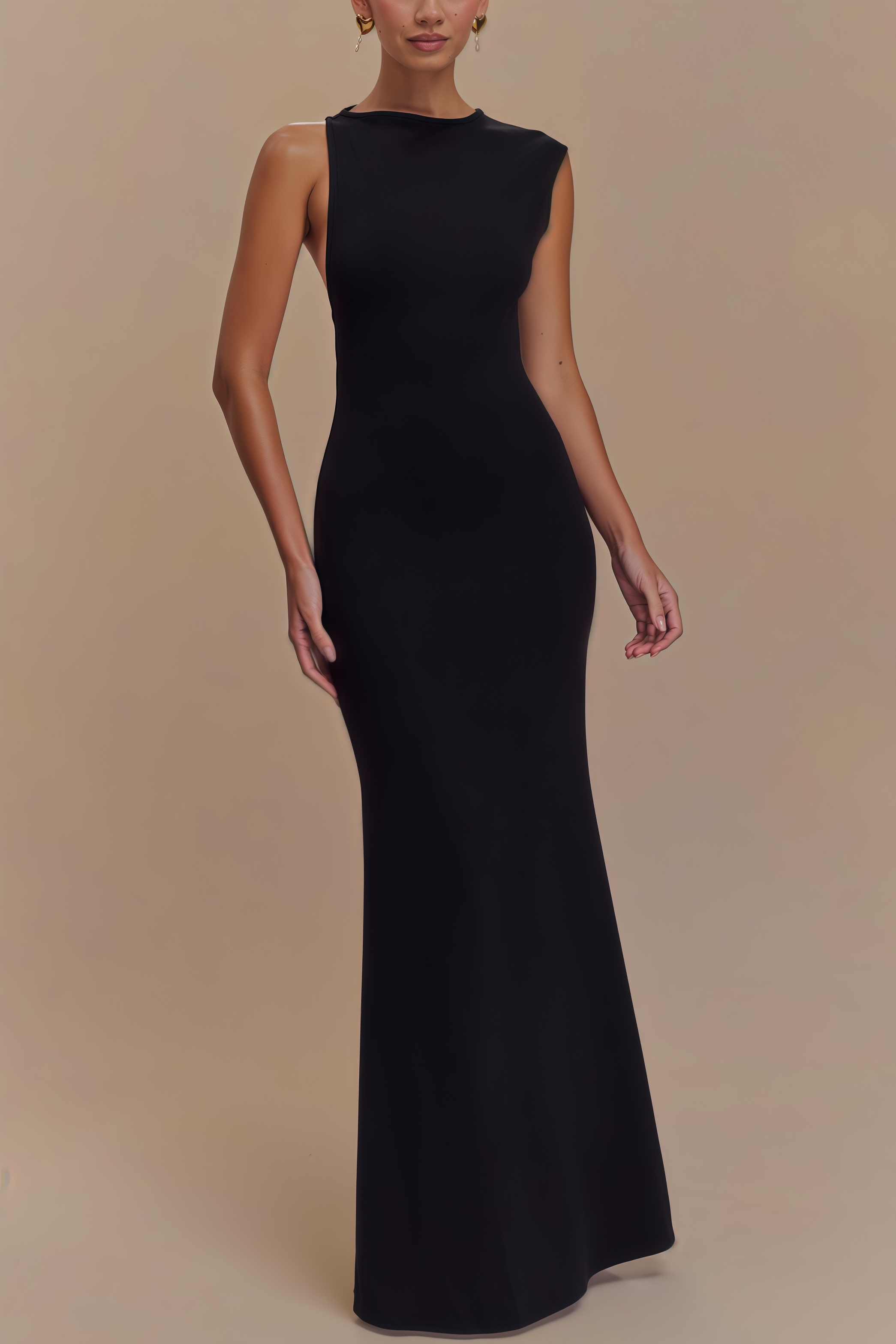 Jerema Black Jersey Cut Out Maxi Dress