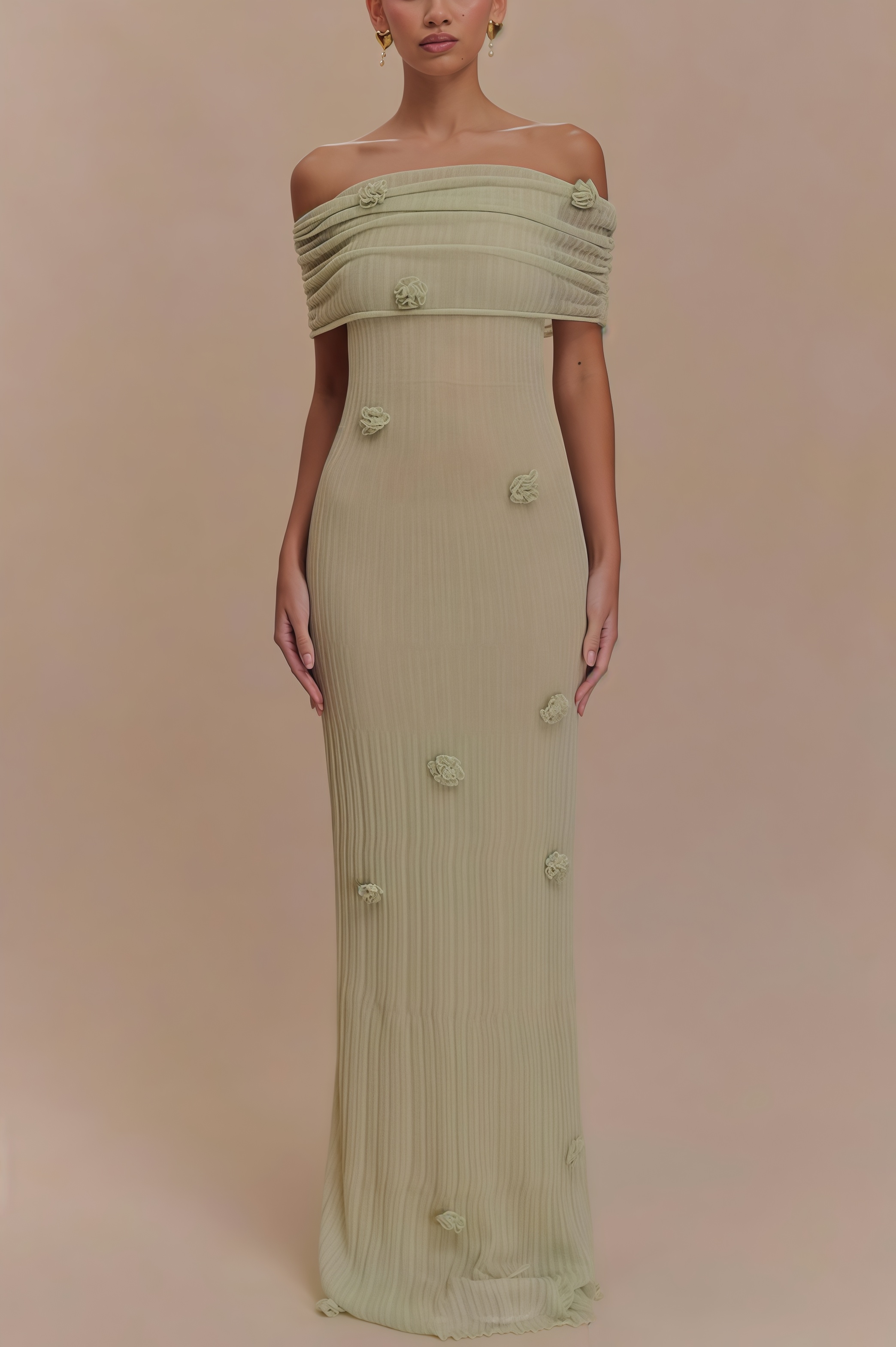 Ulrica Green Orchid Knit Maxi Dress