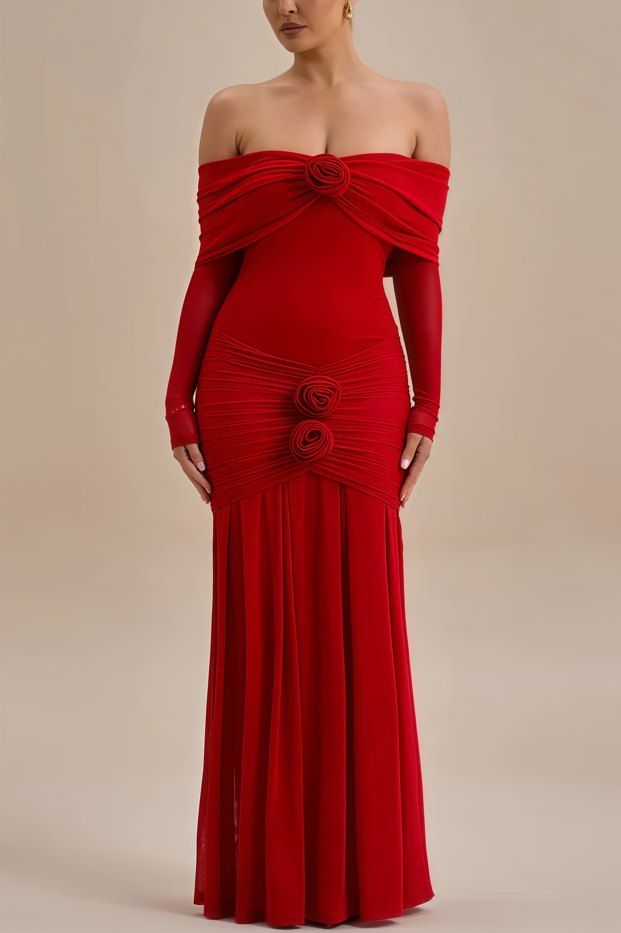 Mylesa Red 3D Floral Maxi Dress