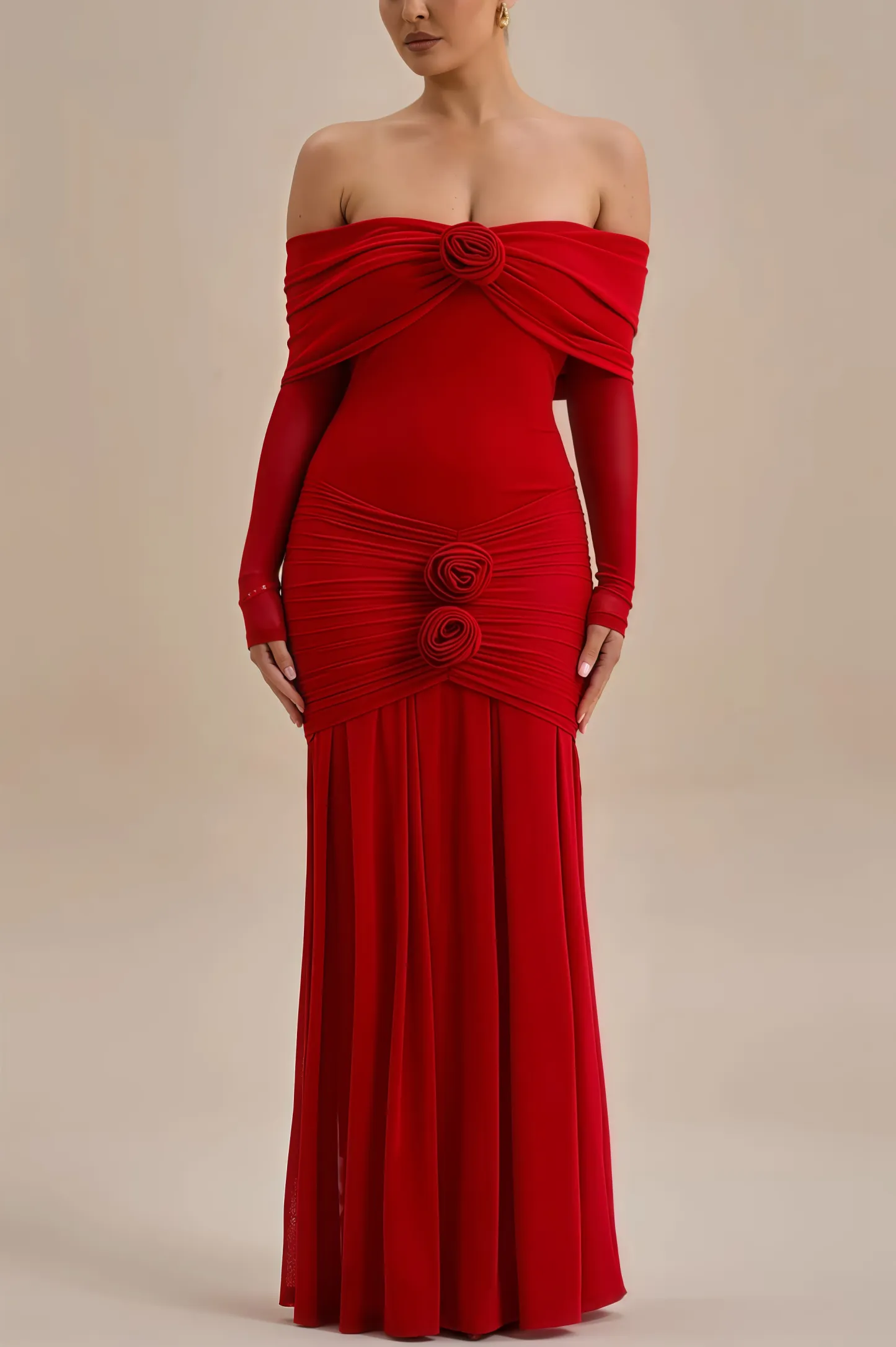 Mylesa Red 3D Floral Maxi Dress