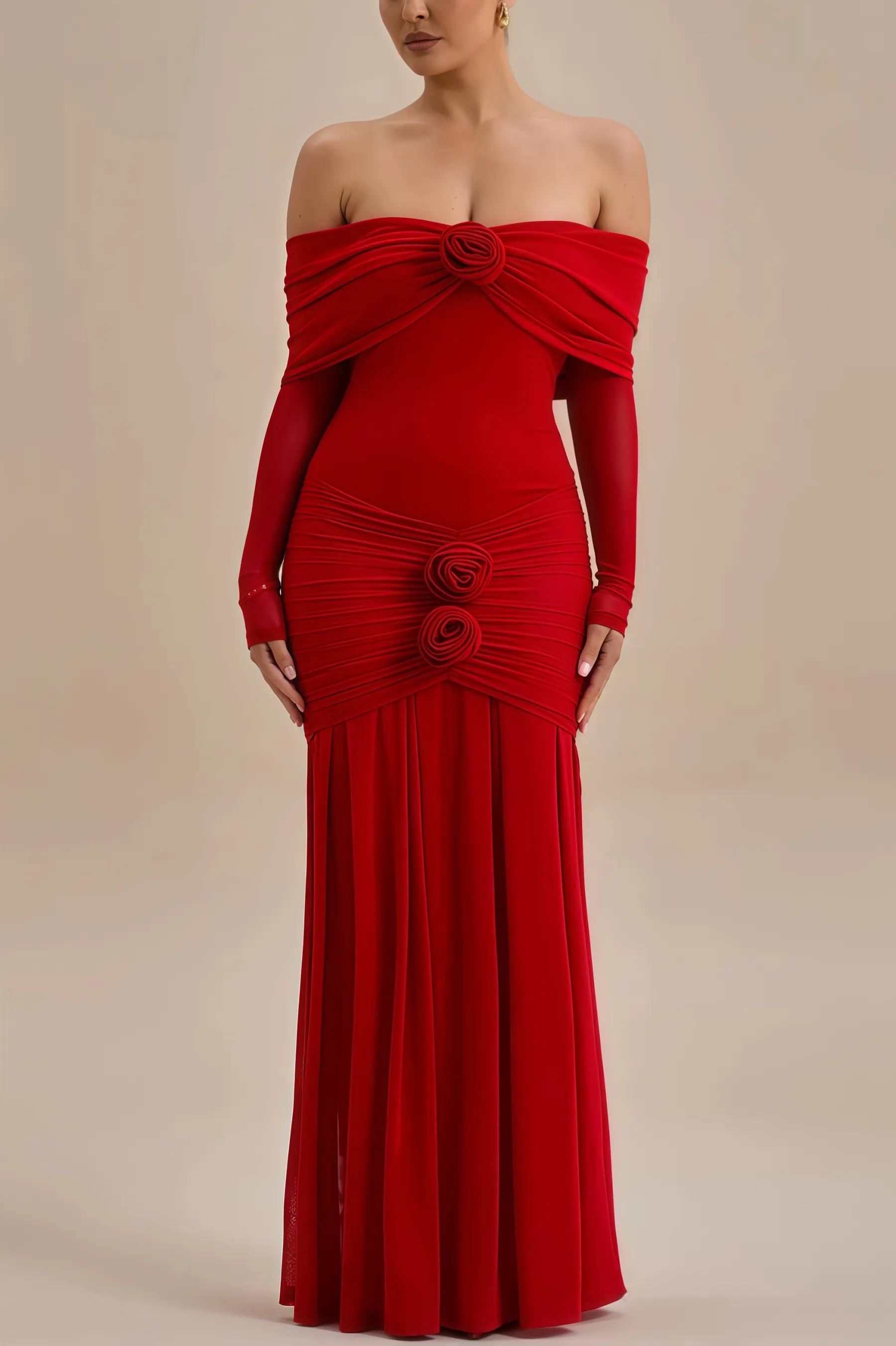 Mylesa Red 3D Floral Maxi Dress