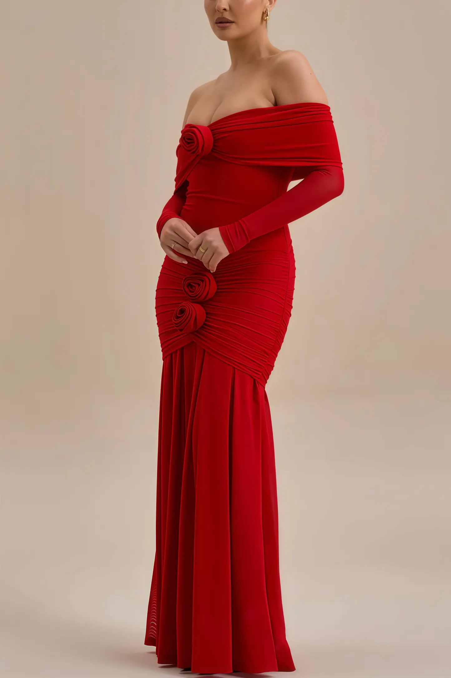 Mylesa Red 3D Floral Maxi Dress