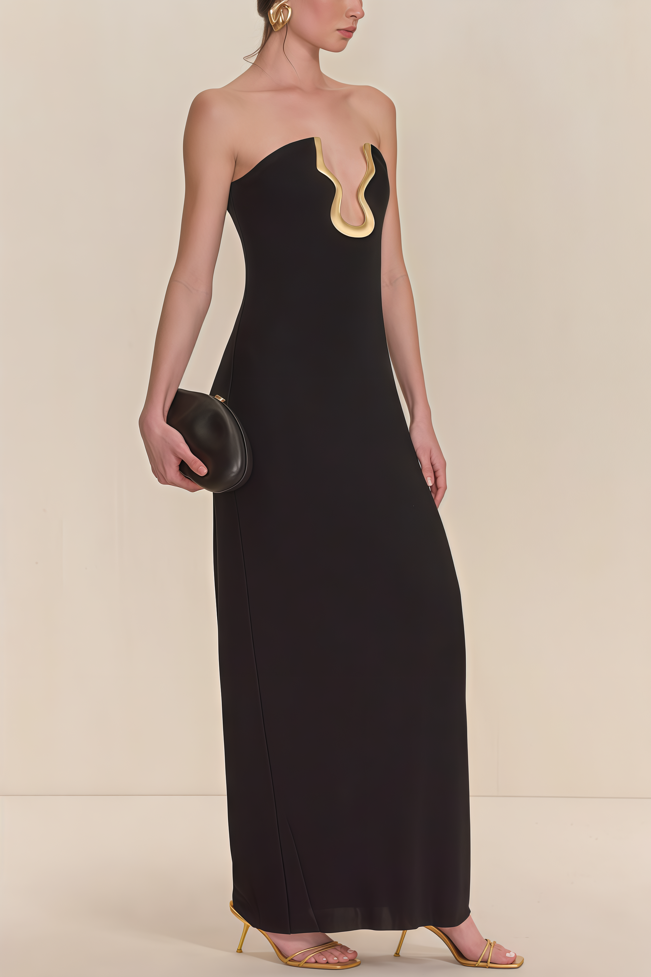 Jeandi Black Bustier Bandage Maxi Dress