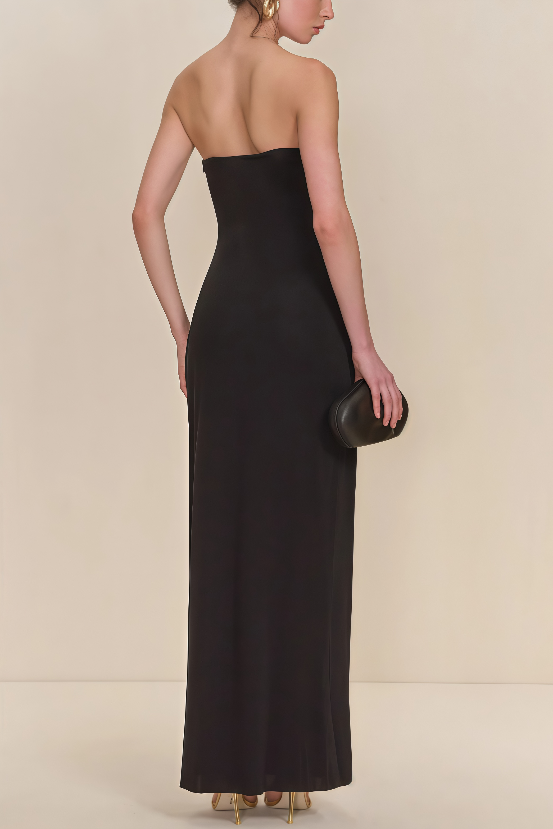 Jeandi Black Bustier Bandage Maxi Dress