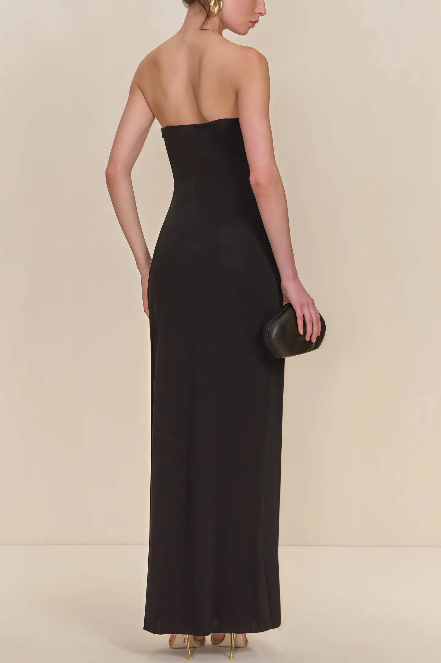 Jeandi Black Bustier Bandage Maxi Dress