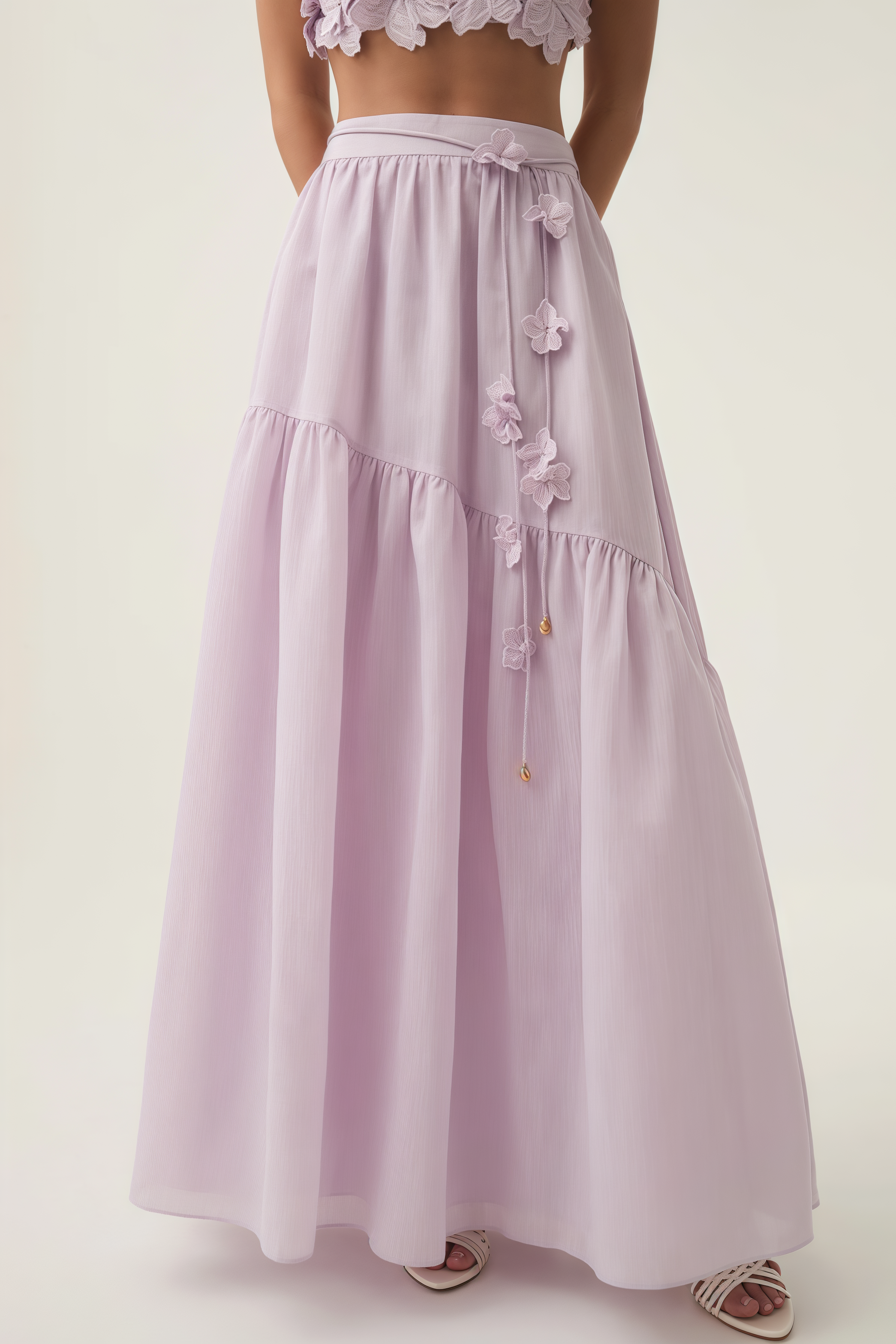 Michea 3D Floral Maxi Dress Two Piece Set