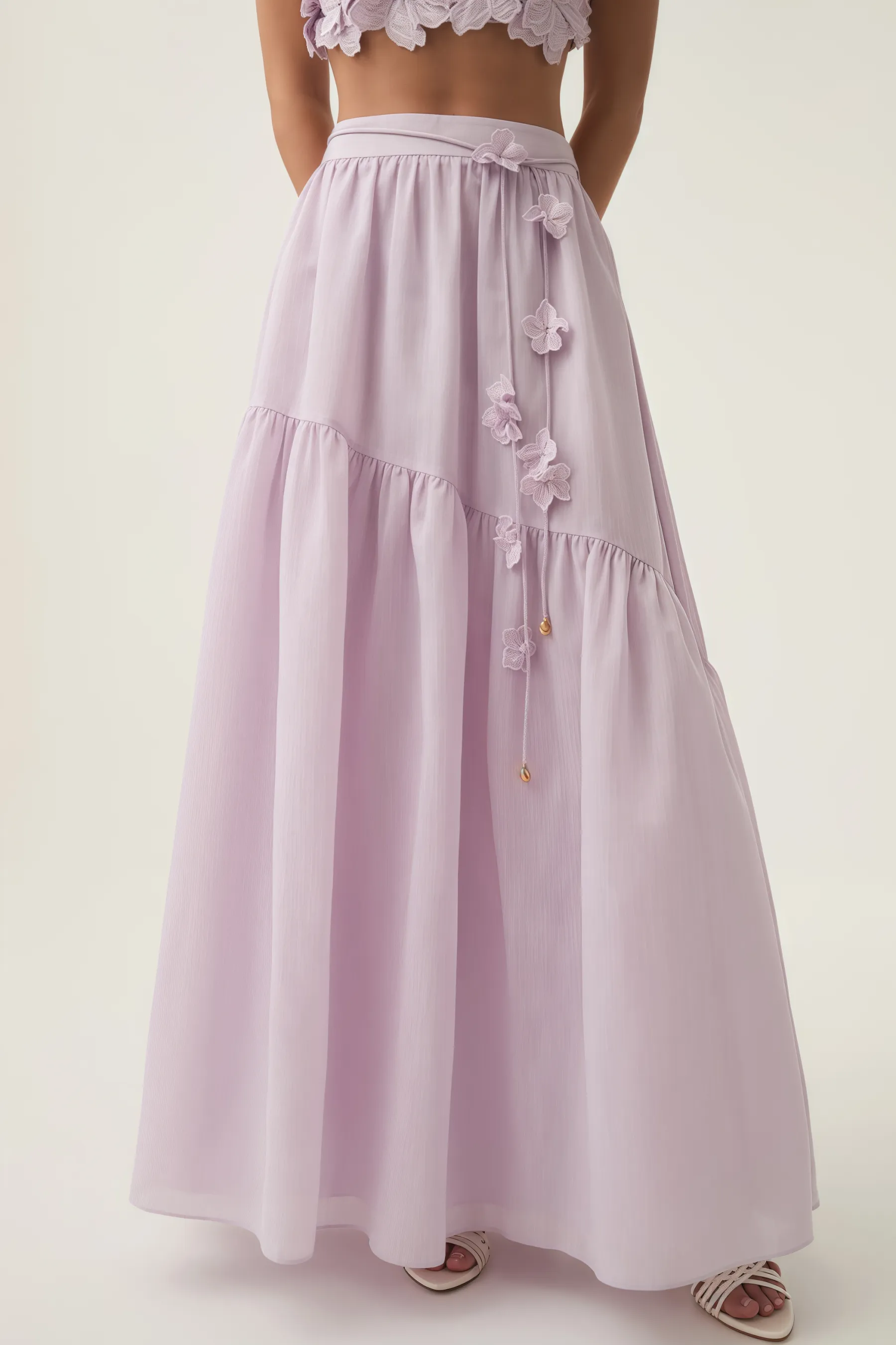 Michea 3D Floral Maxi Dress Two Piece Set