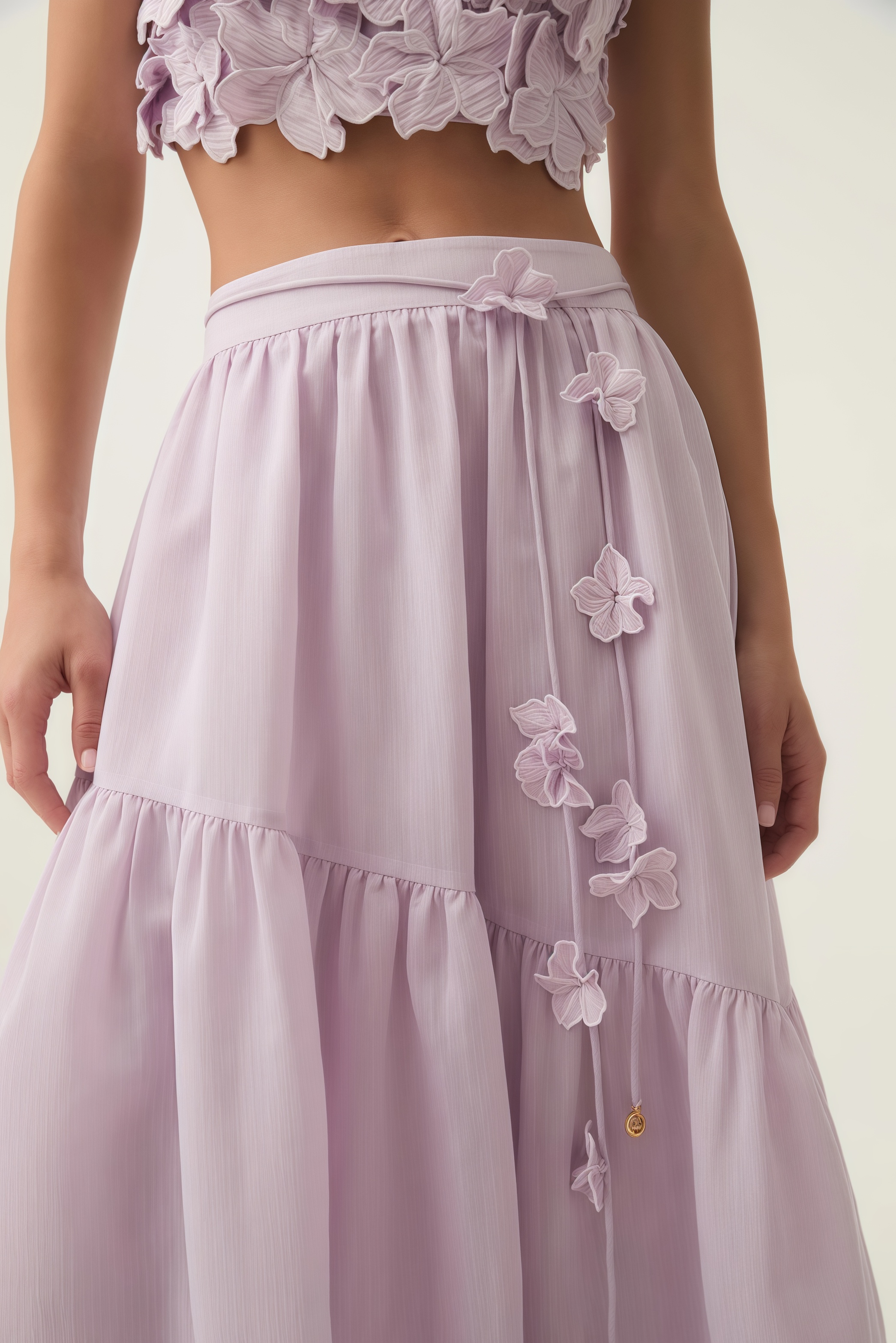 Michea 3D Floral Maxi Dress Two Piece Set