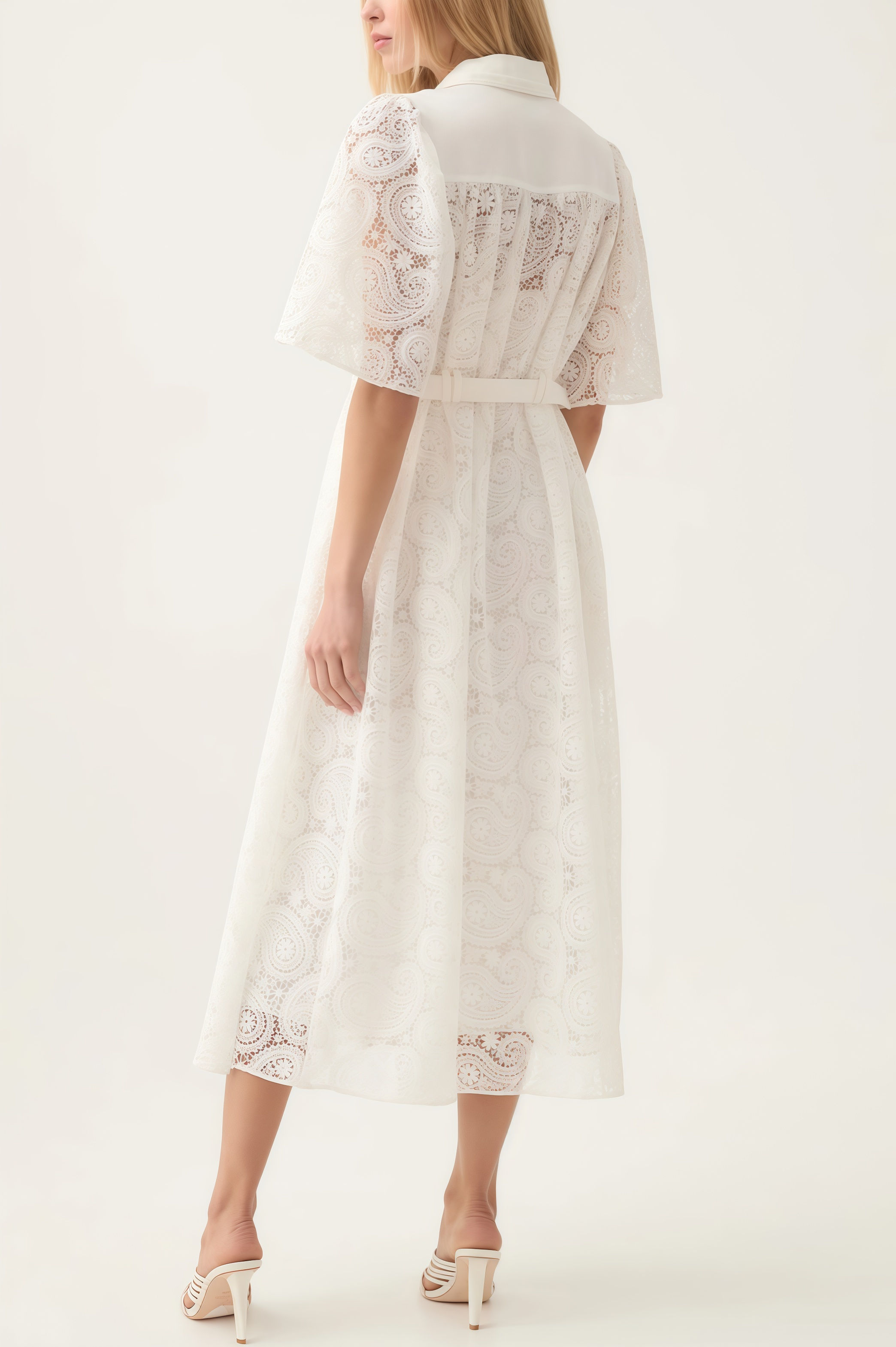 Gavriel Lace Cutout Flared Sleeve Midi Dress
