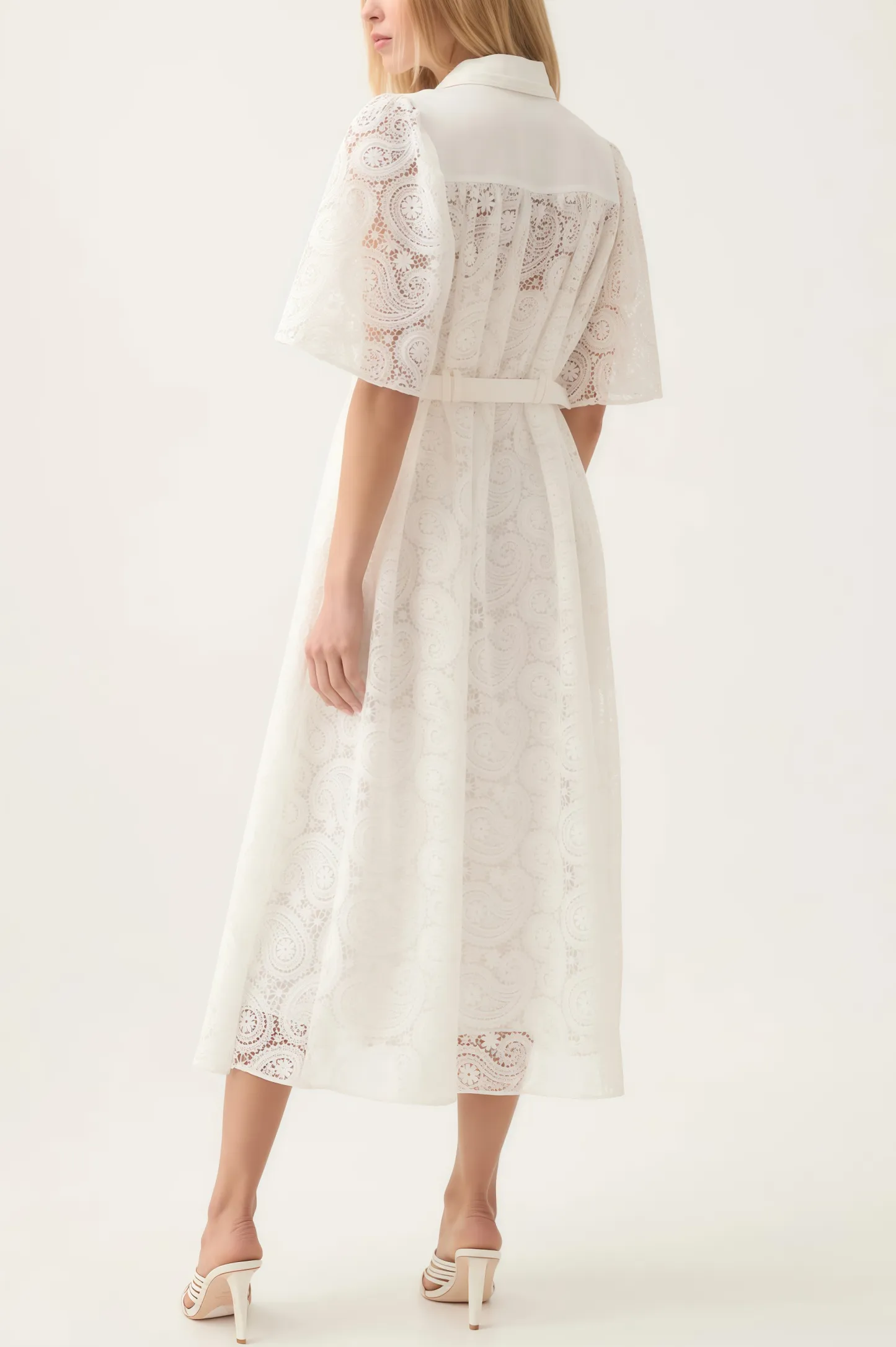 Gavriel Lace Cutout Flared Sleeve Midi Dress