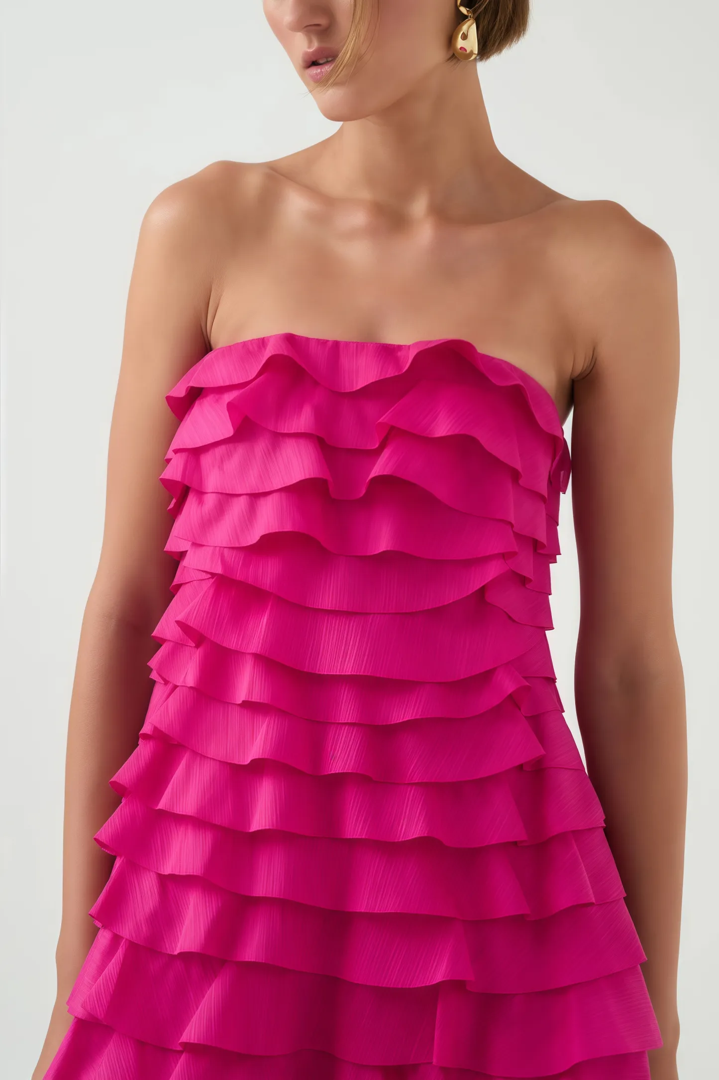 Elija Pink Ruffled Layered Maxi Dress