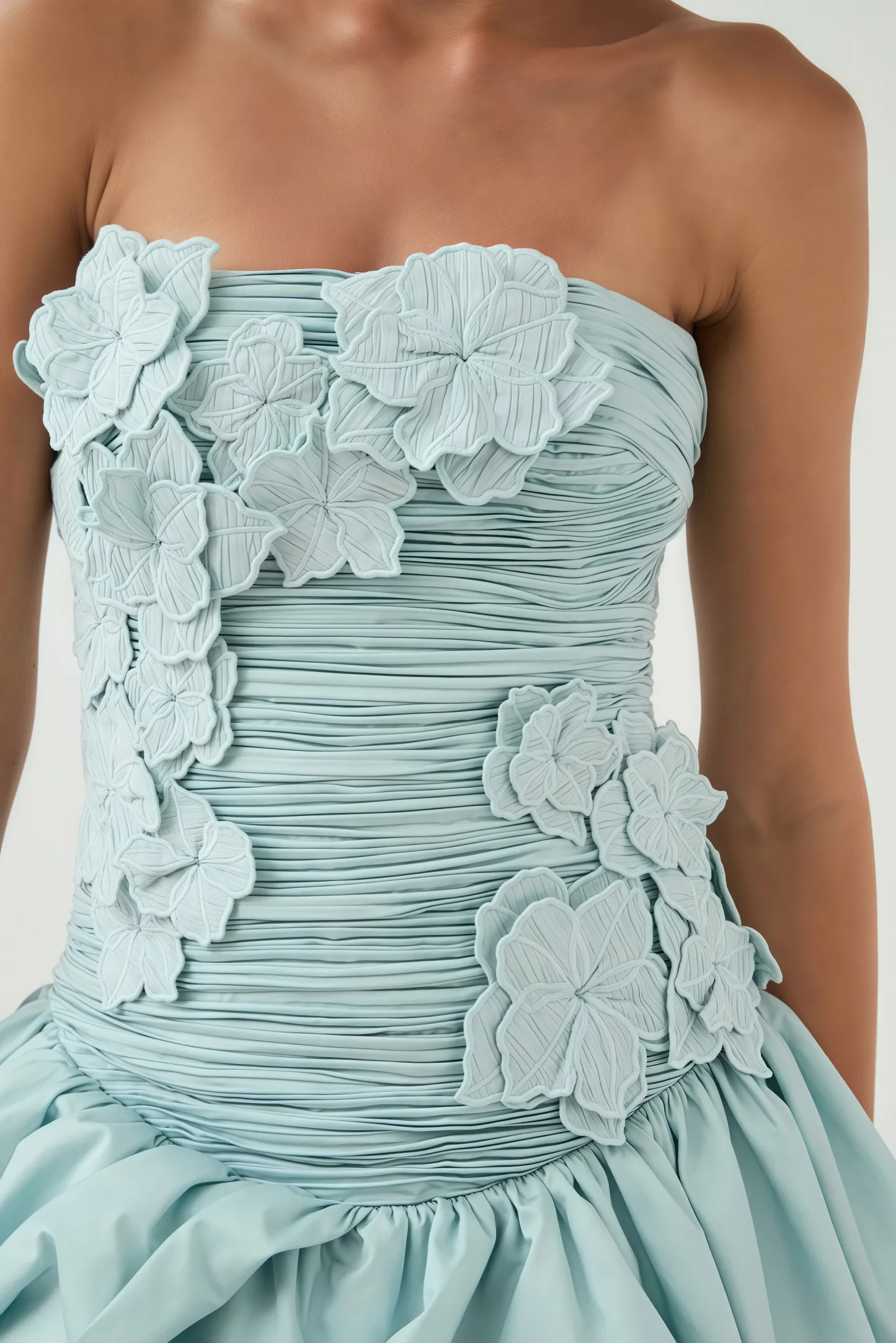 Rylerd Strapless 3D Flower Puff Mini Dress
