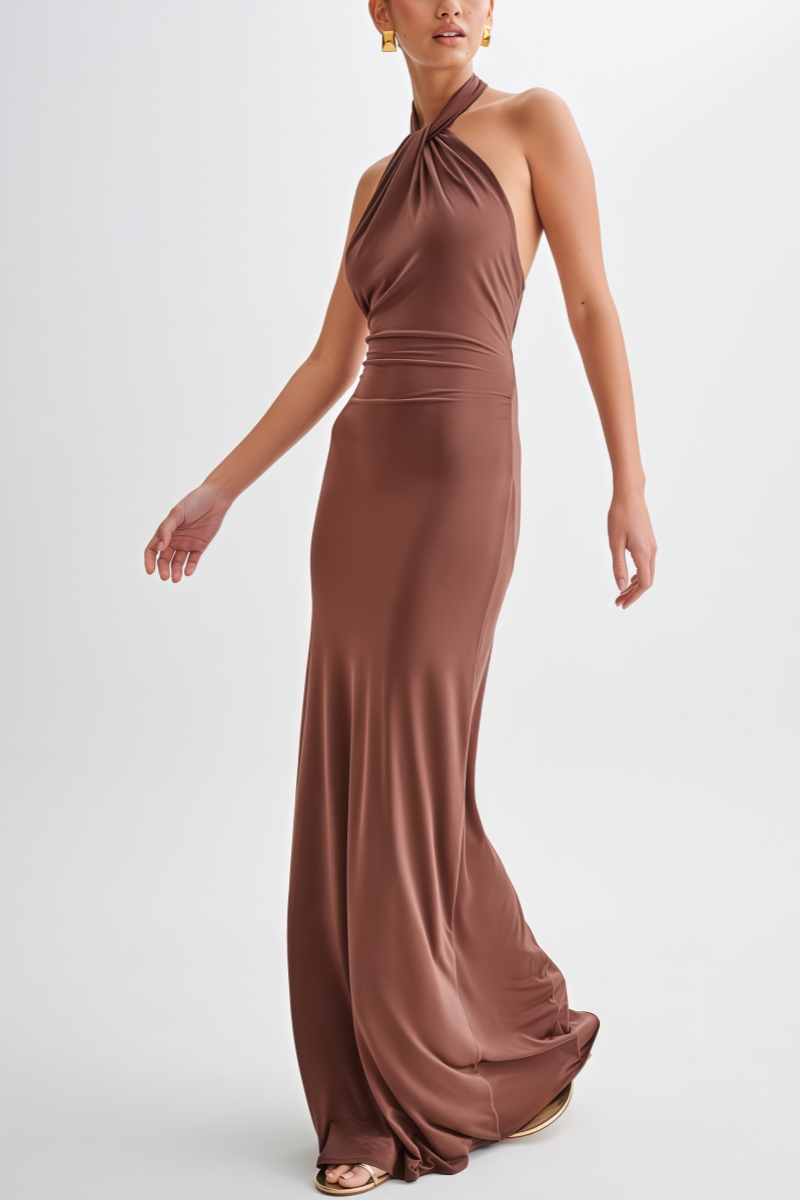 Freyk Slinky Halter Maxi Dress