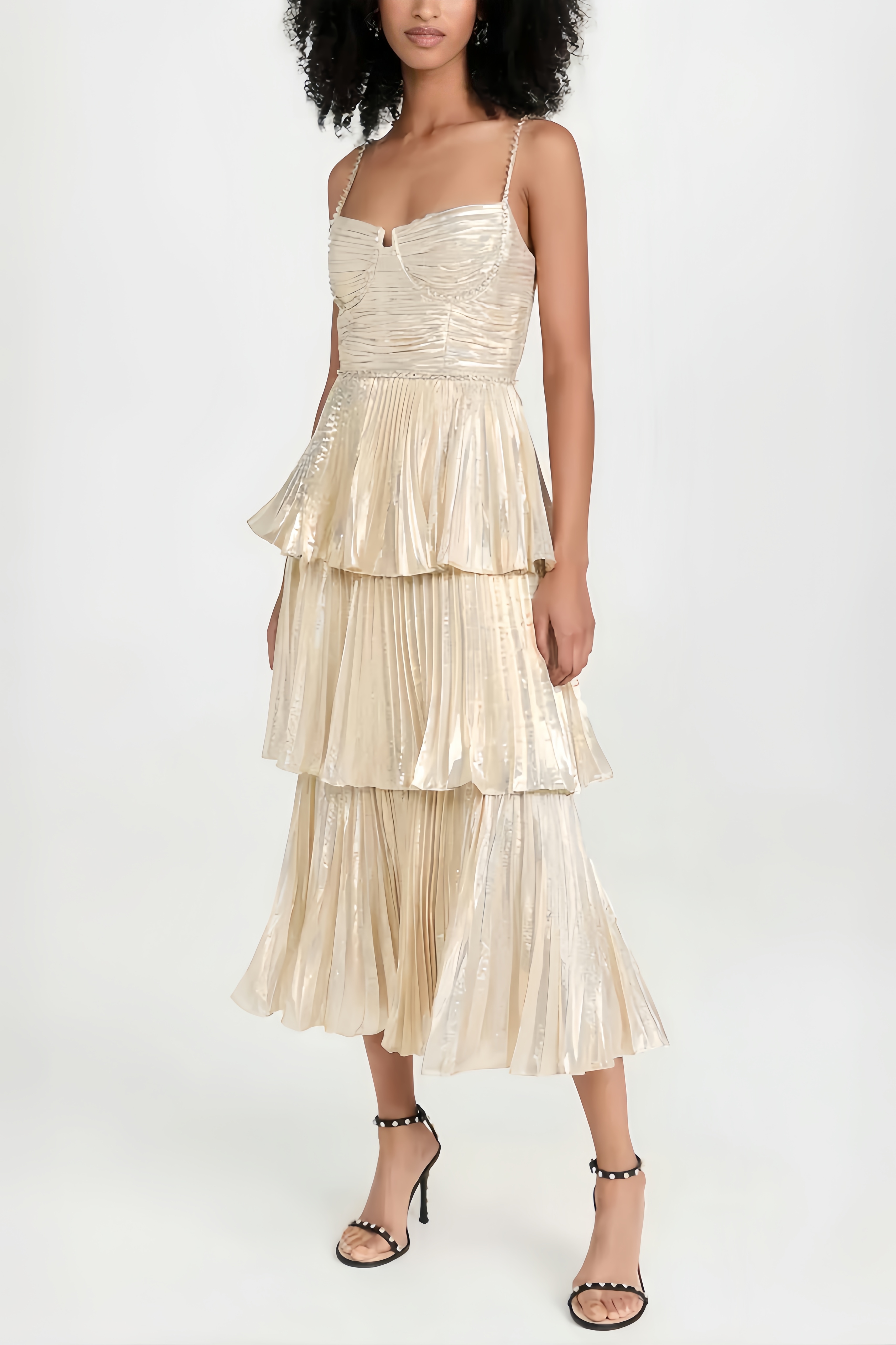 Bjorn Gold Tiered Maxi Dress
