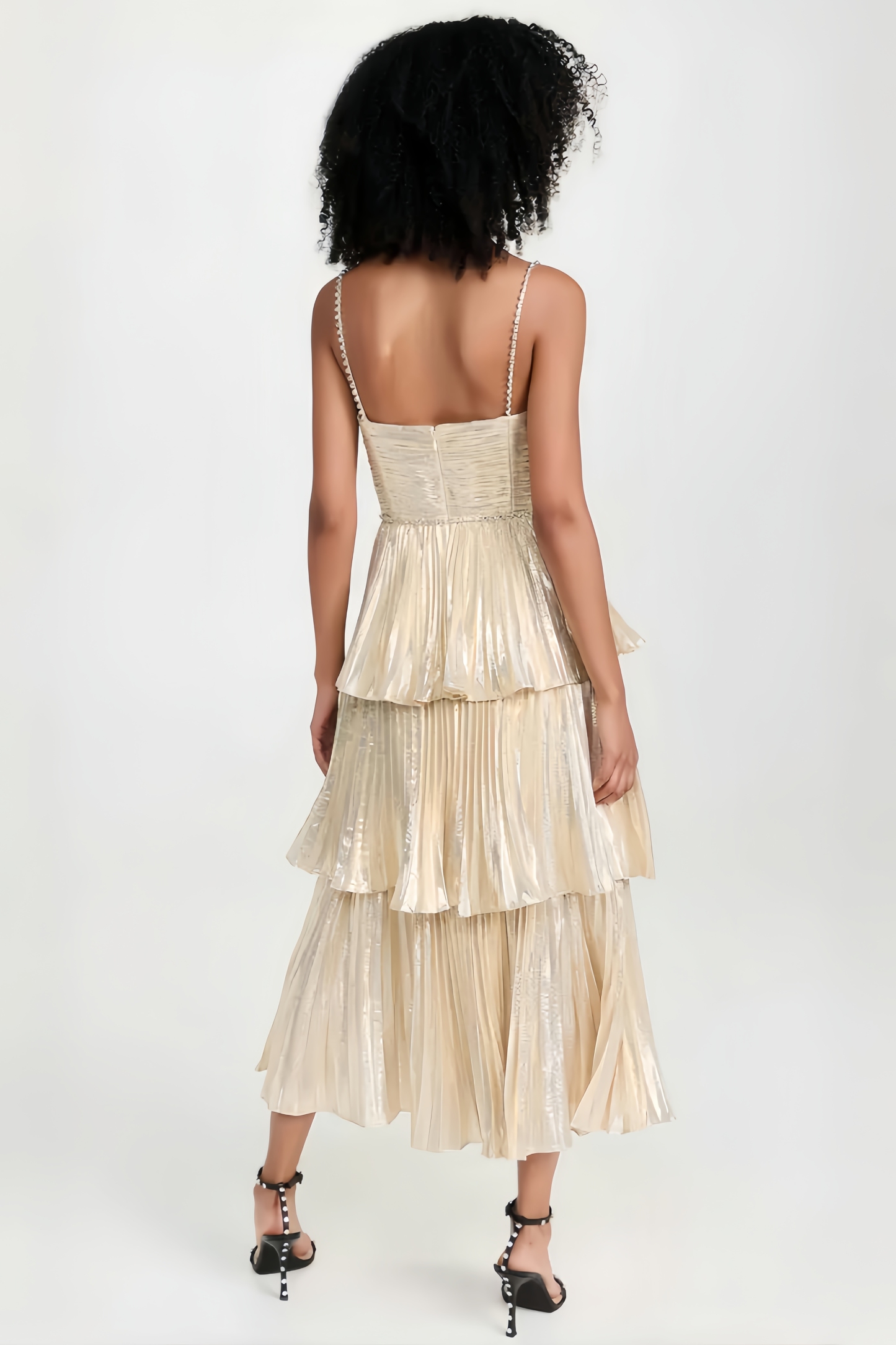 Bjorn Gold Tiered Maxi Dress