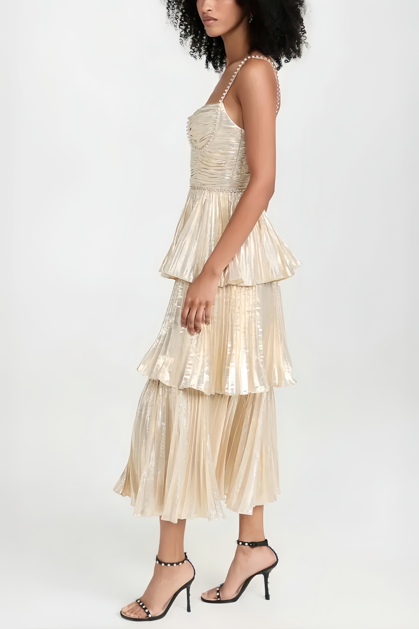 Bjorn Gold Tiered Maxi Dress