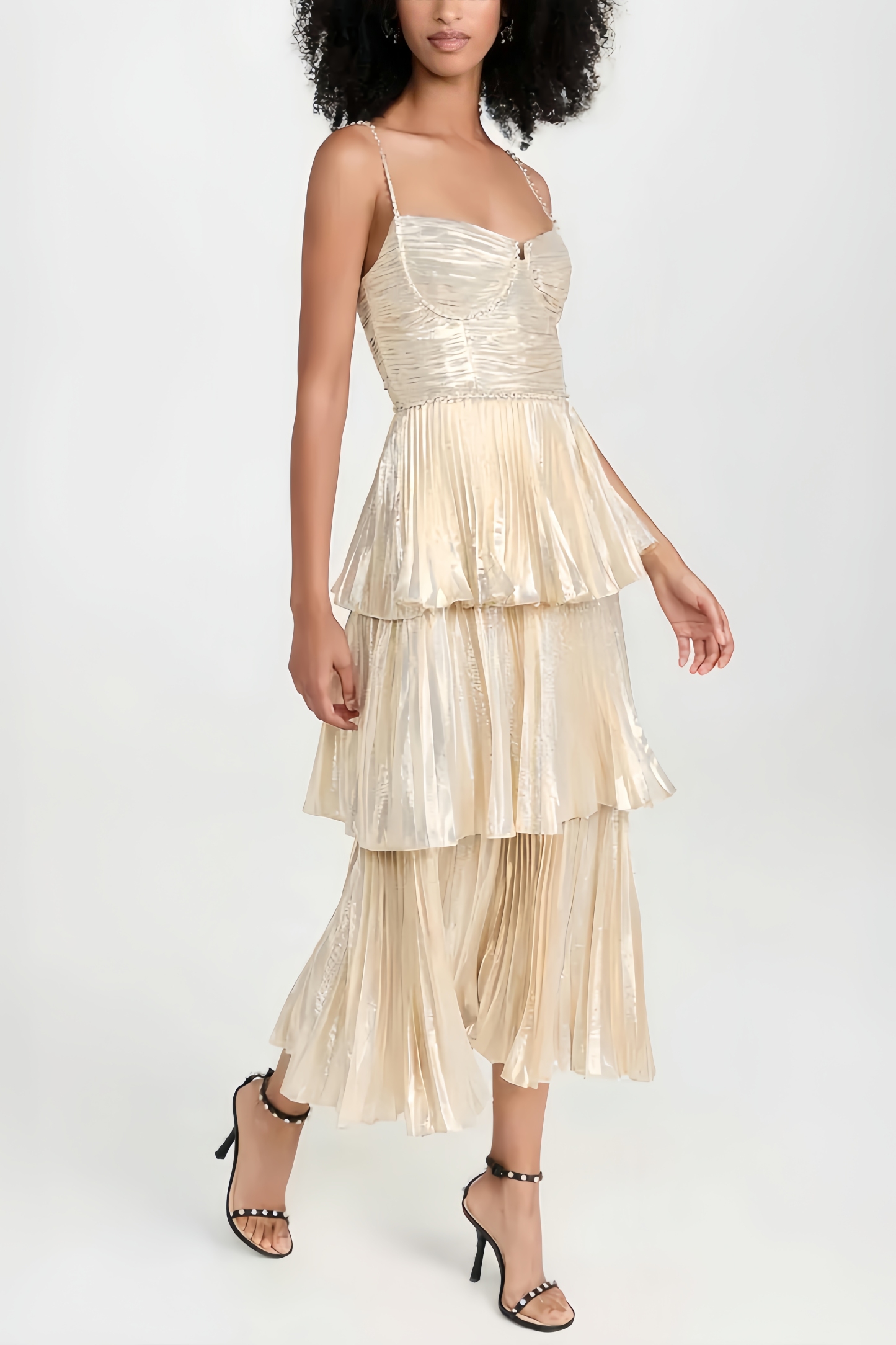 Bjorn Gold Tiered Maxi Dress