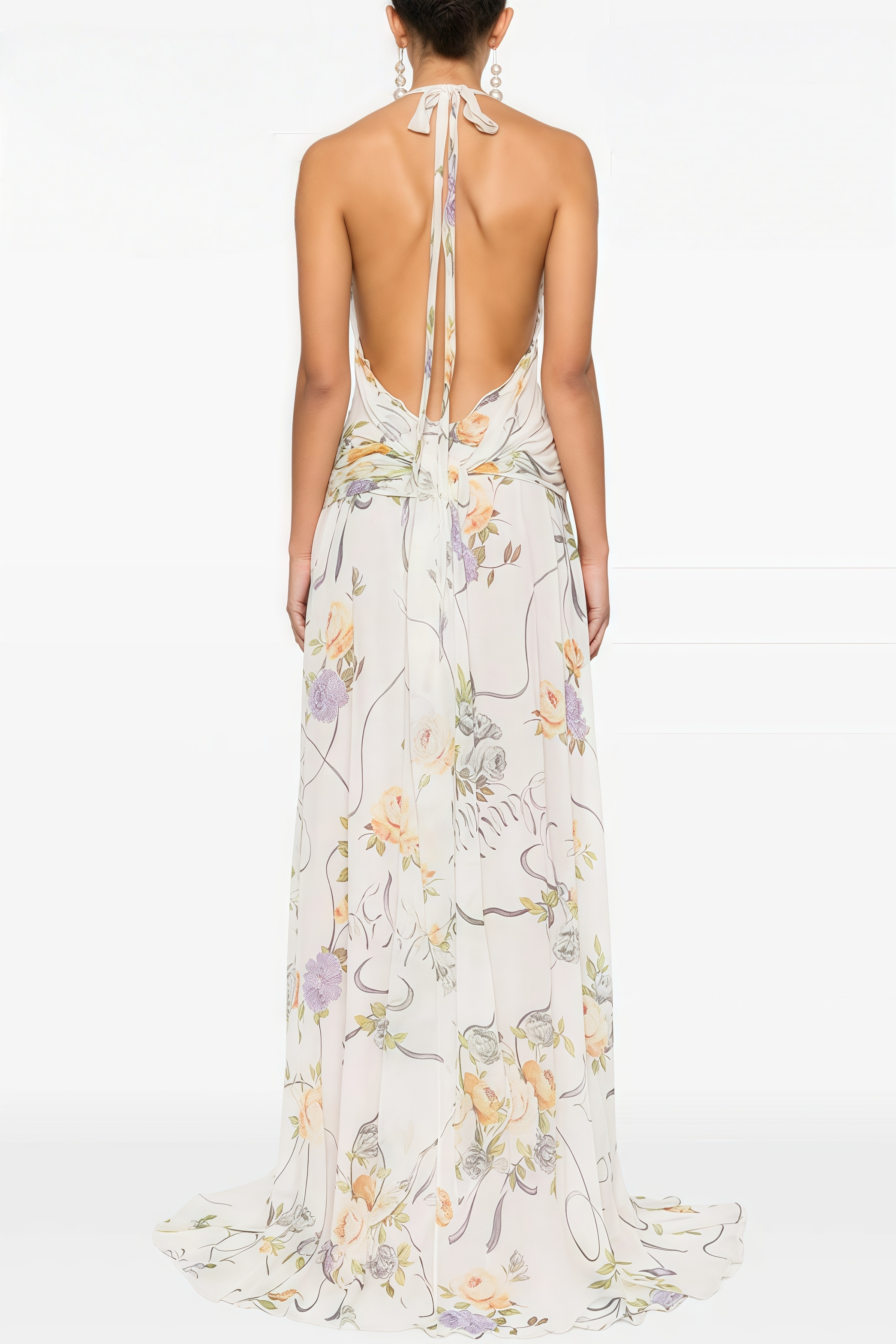 Umbek Floral Print Ruffle Maxi Dress