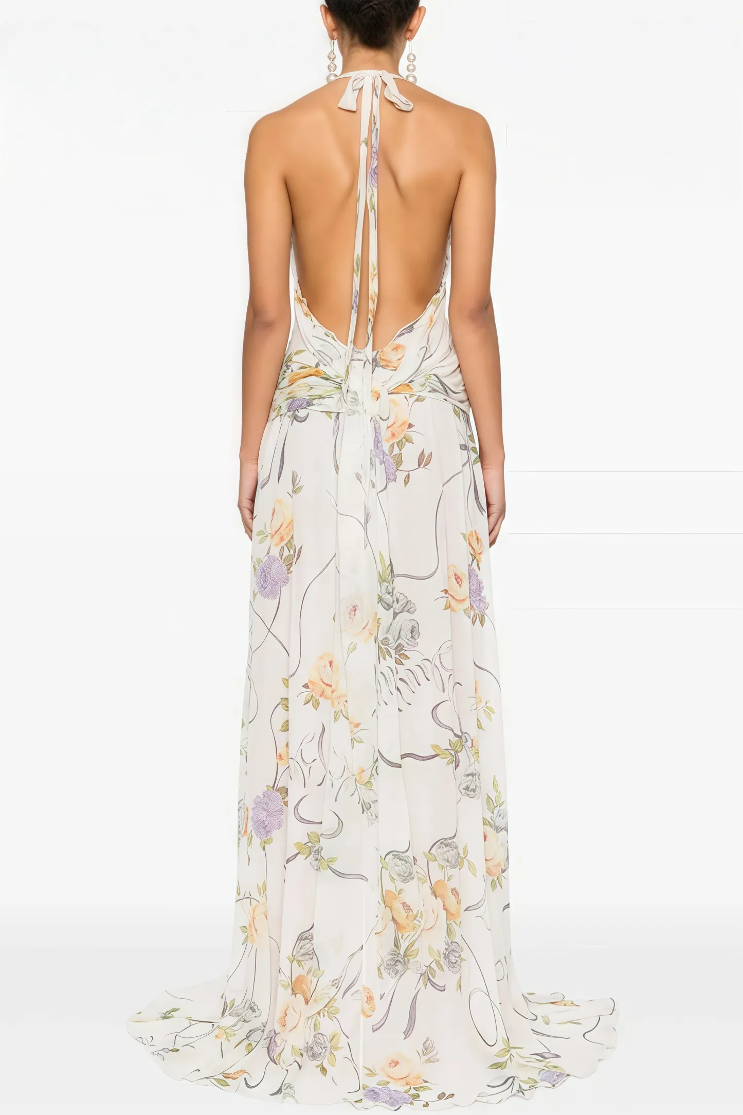 Umbek Floral Print Ruffle Maxi Dress
