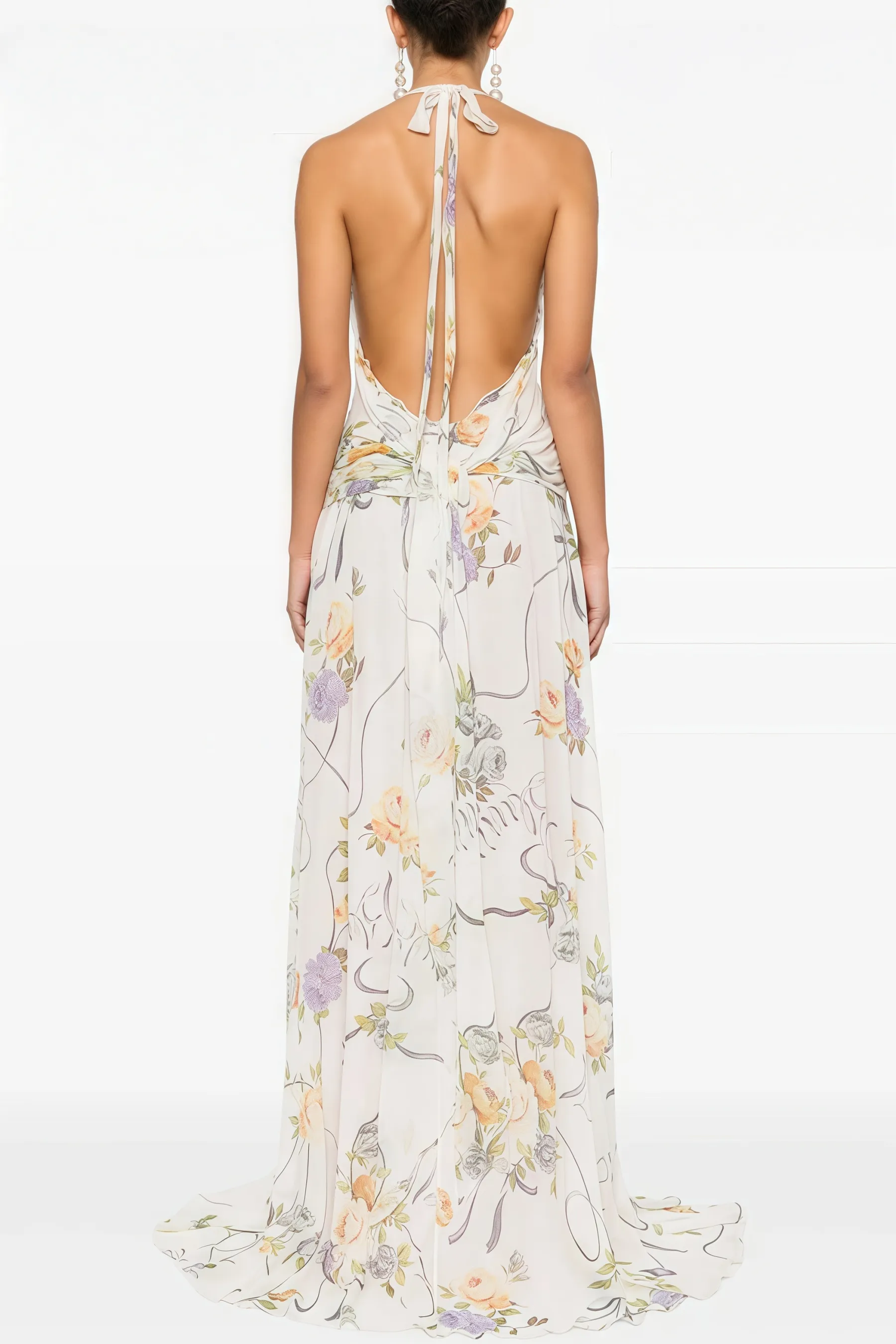 Umbek Floral Print Ruffle Maxi Dress