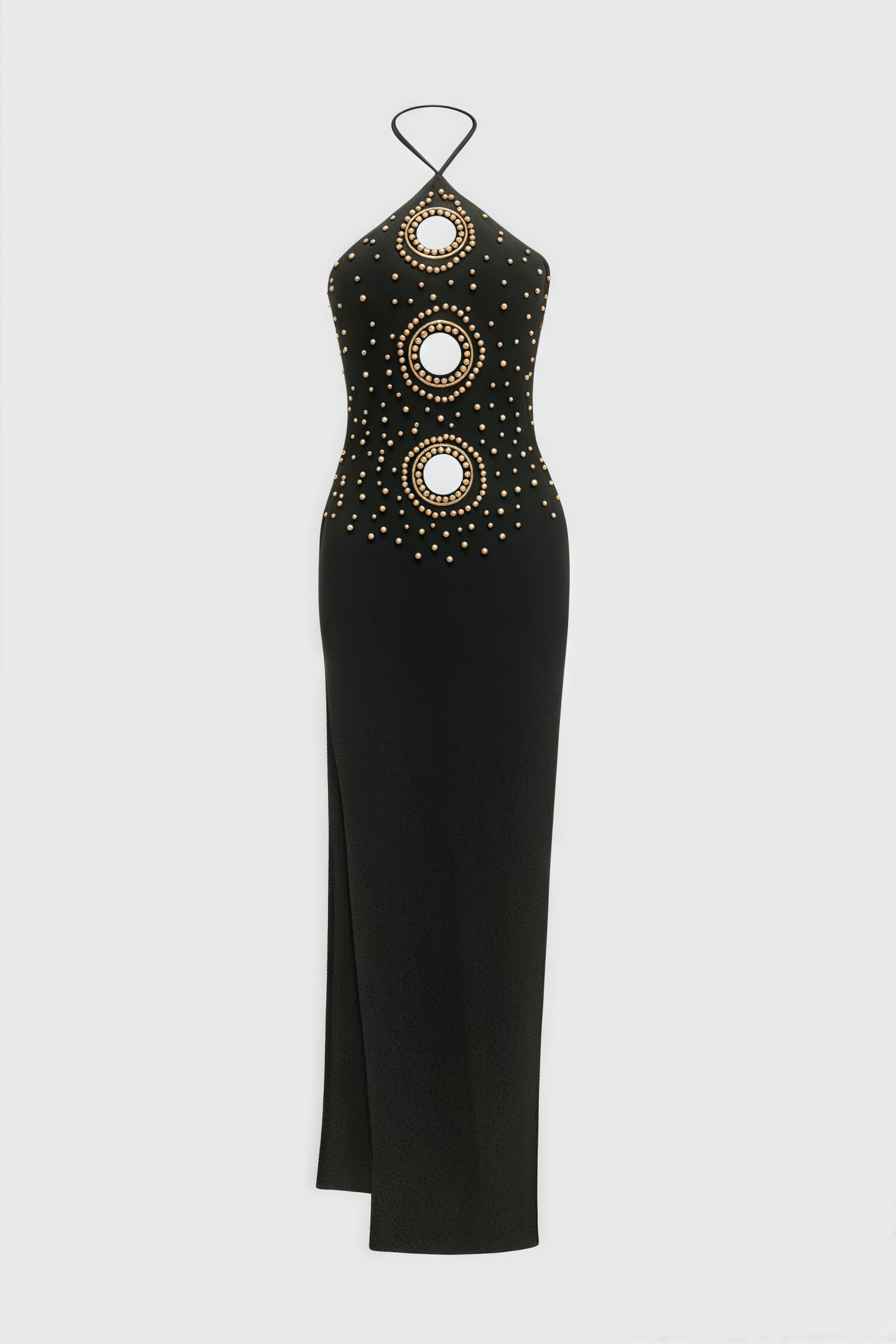 Rorik Halter Embellished Cut Out Maxi Dress