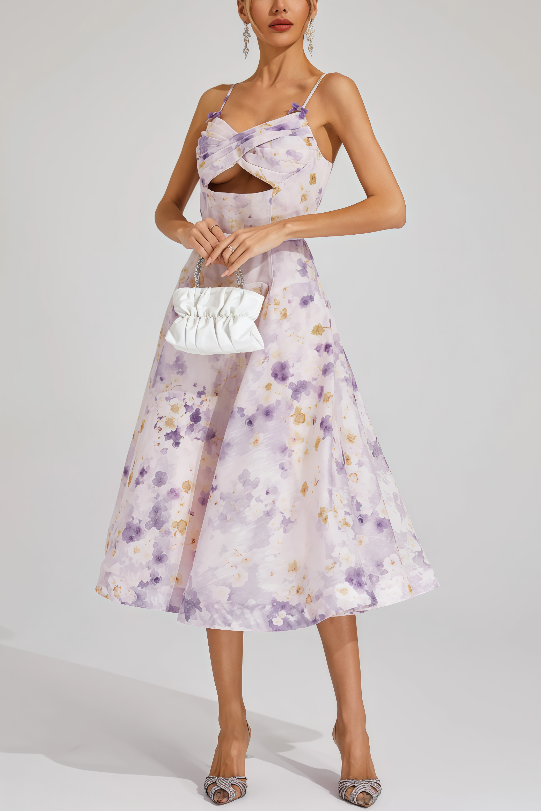 Laurns Purple Holiday Slip Midi Dress