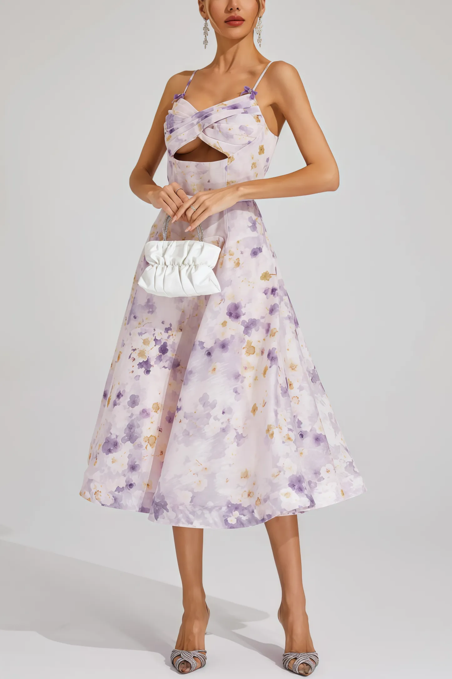 Laurns Purple Holiday Slip Midi Dress
