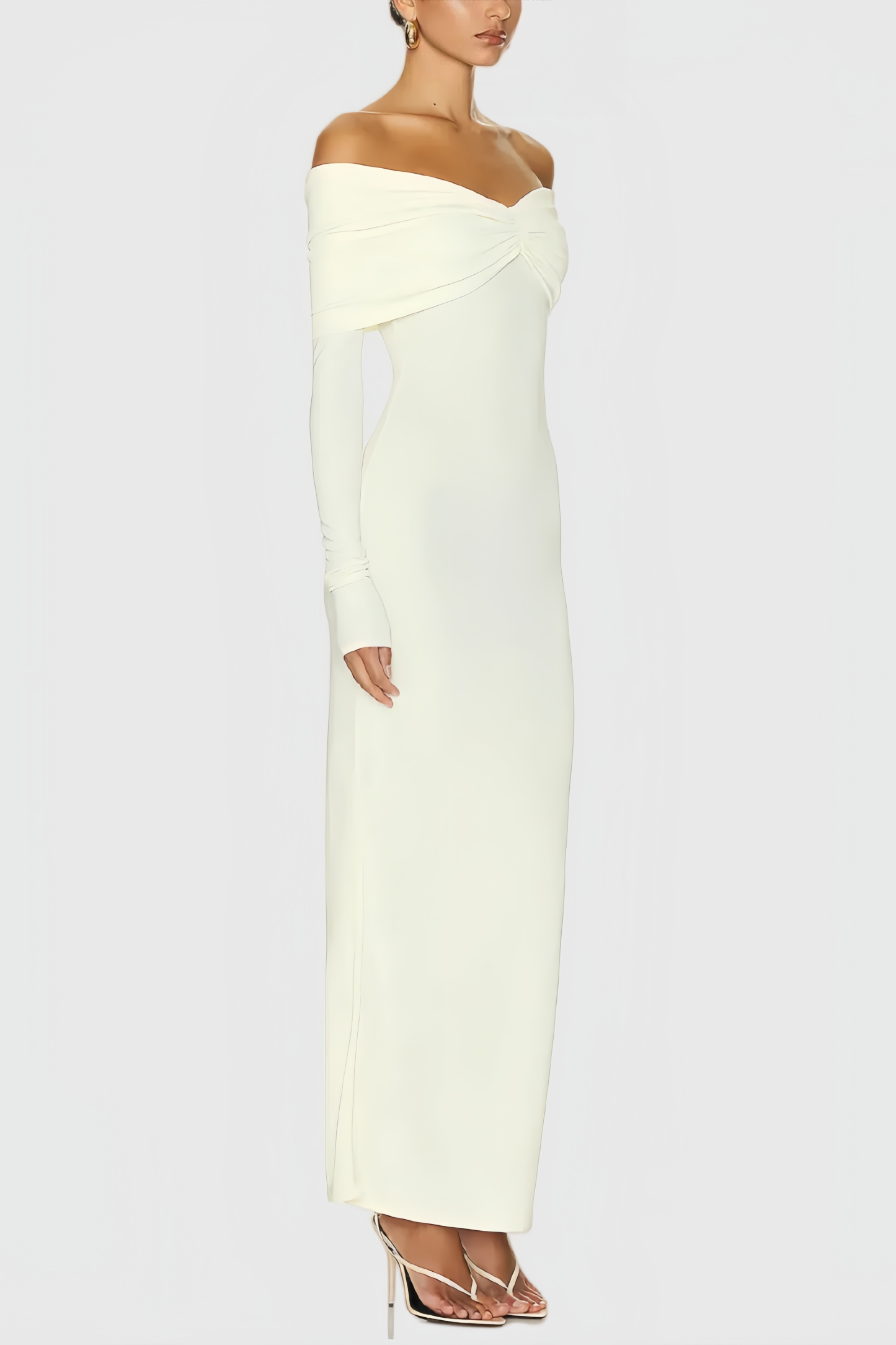 Leya Pure White Peated Maxi Dress