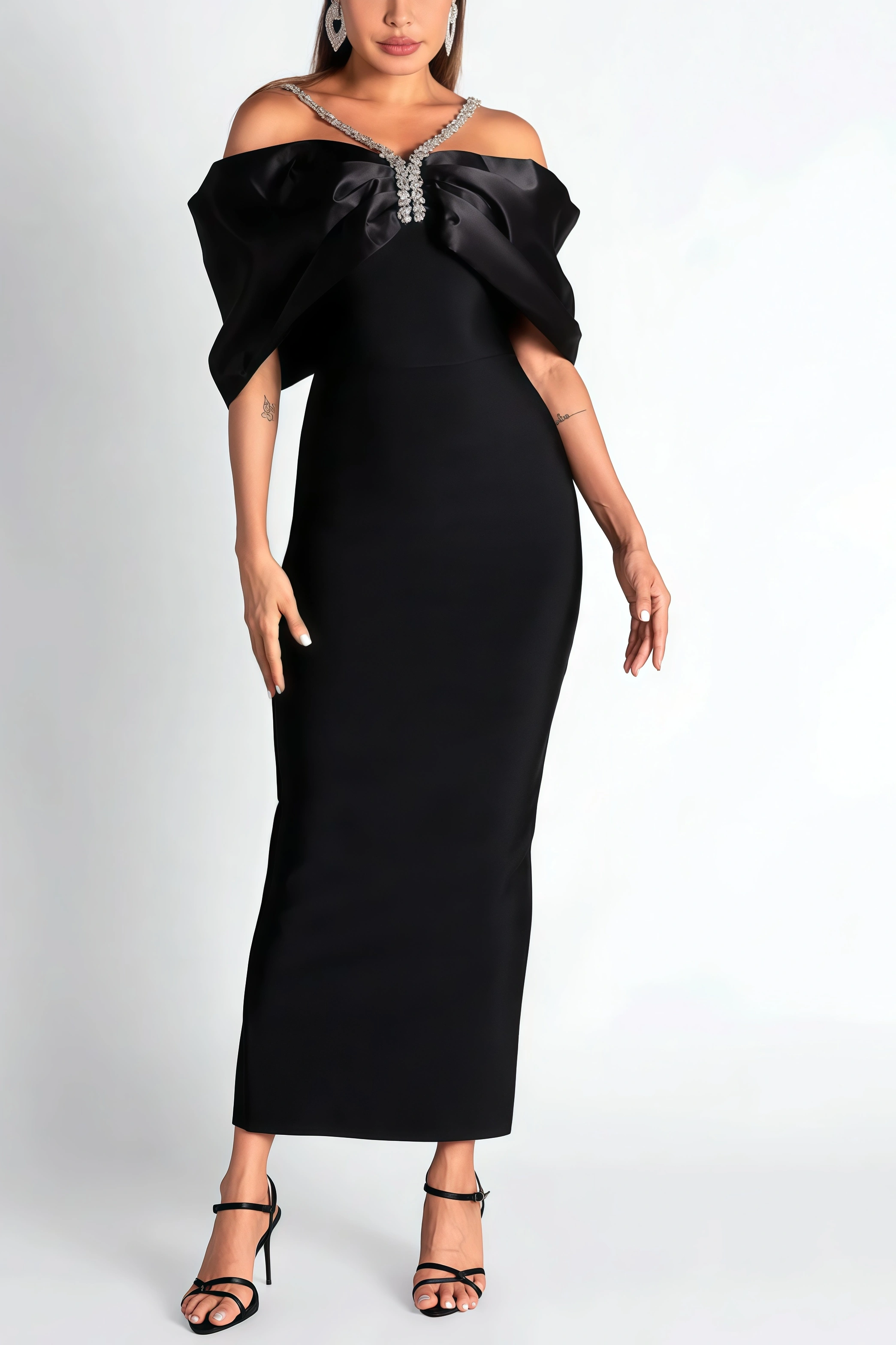 Sequin One Shoulder Diamond Maxi Dress