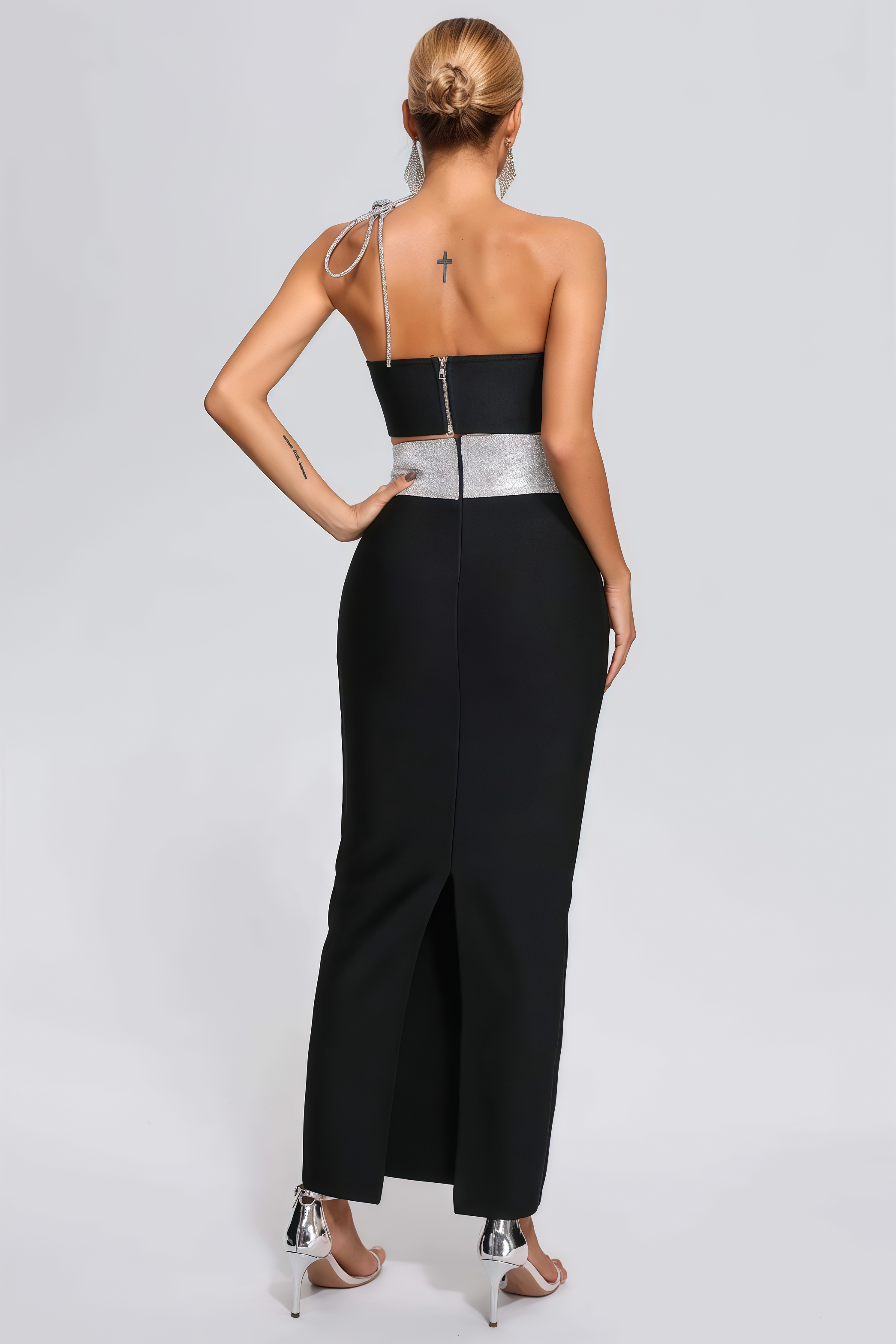 Olen Sheath V Stamped Maxi Dress Set