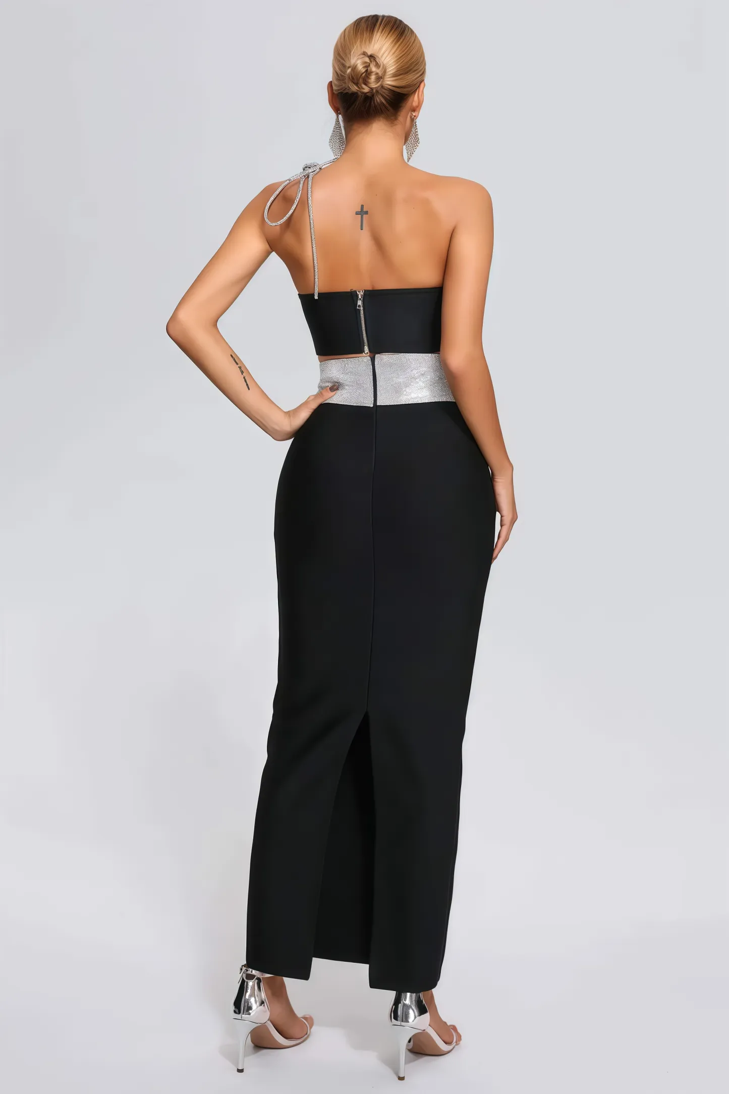 Olen Sheath V Stamped Maxi Dress Set
