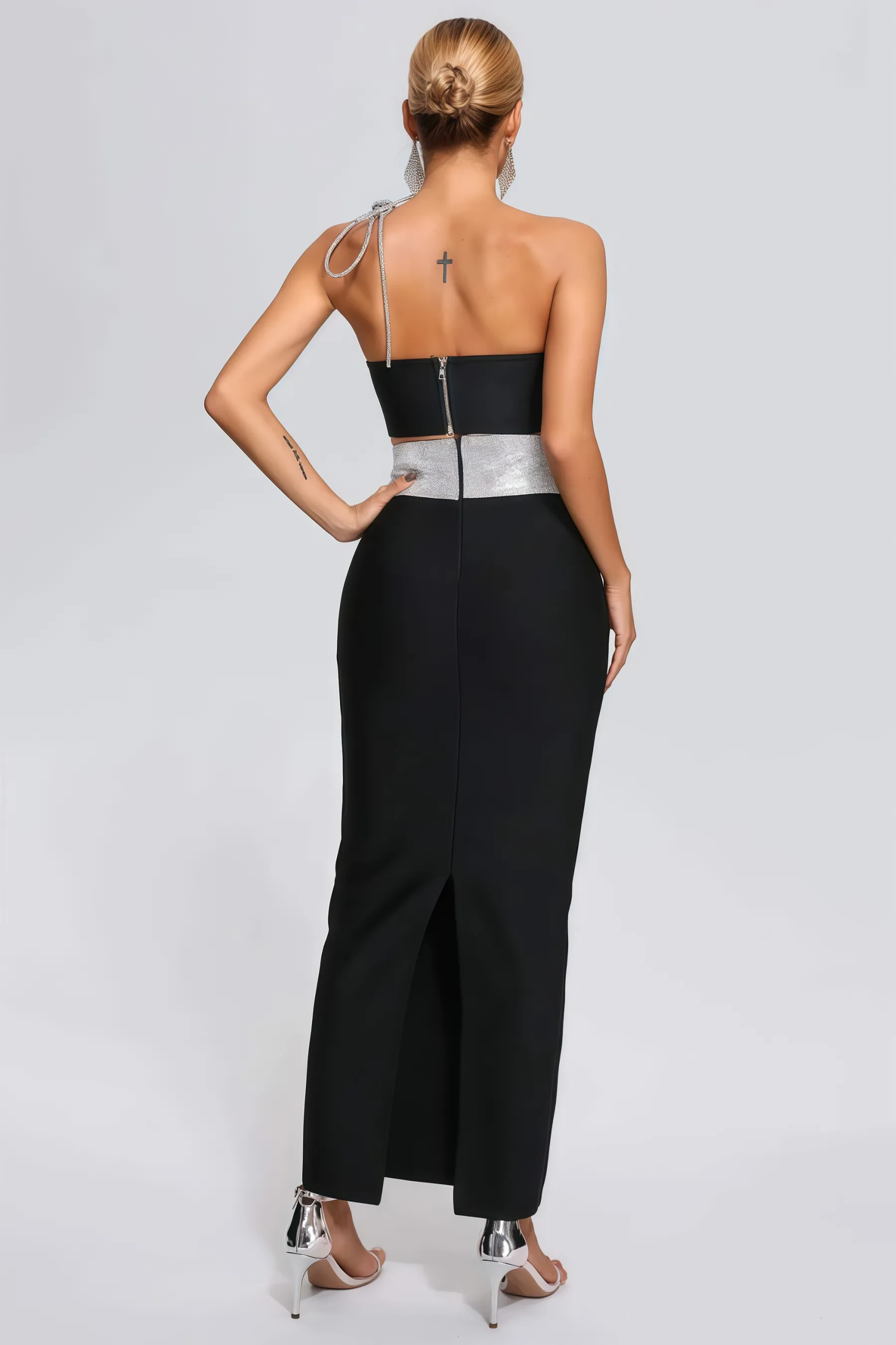 Olen Sheath V Stamped Maxi Dress Set