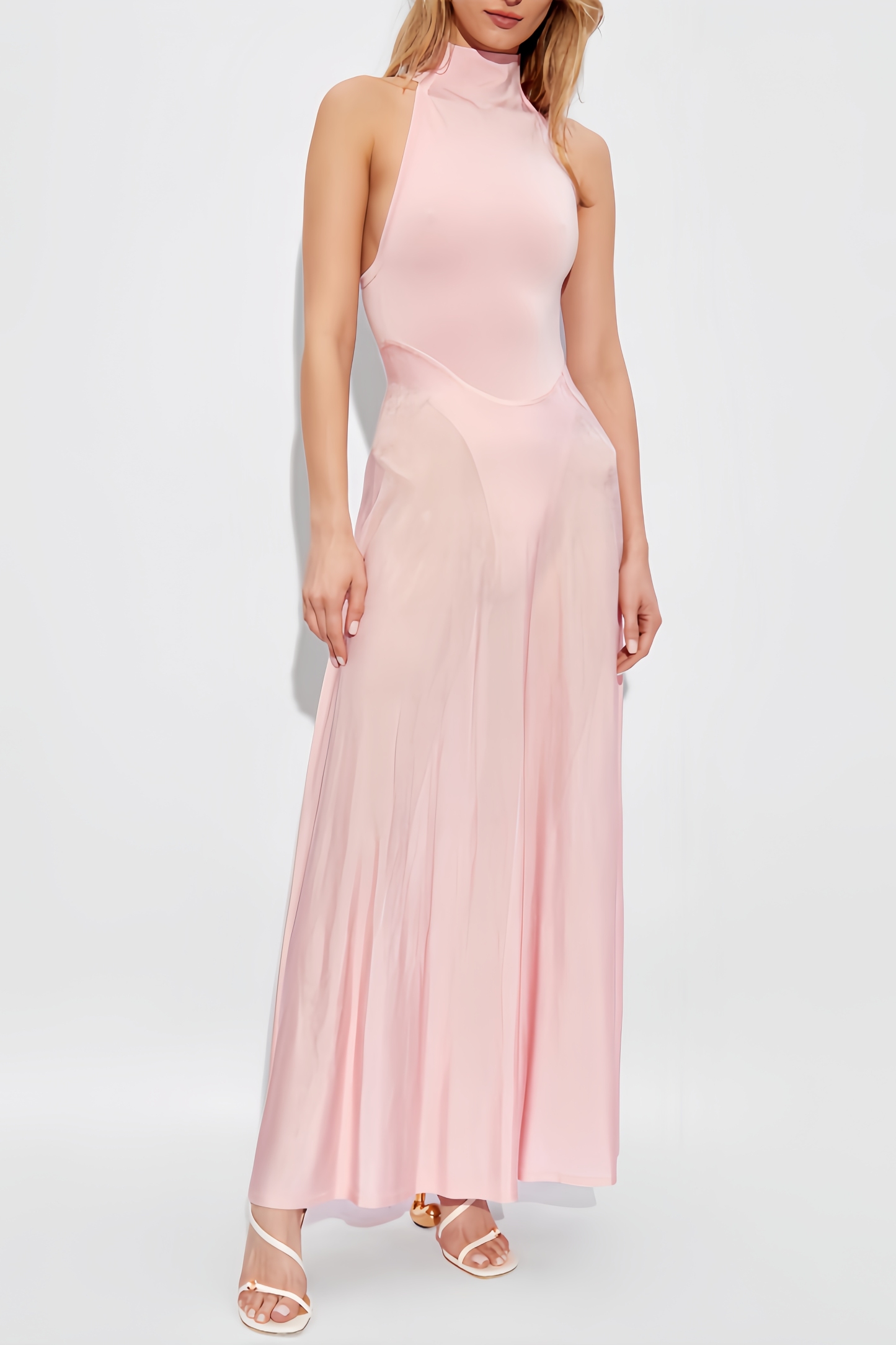 Saoirse Pink Satin A-Line Maxi Dress